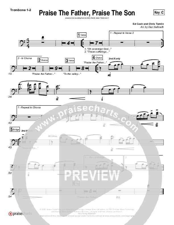 Praise The Father Praise The Son Trombone 1/2 (Chris Tomlin)