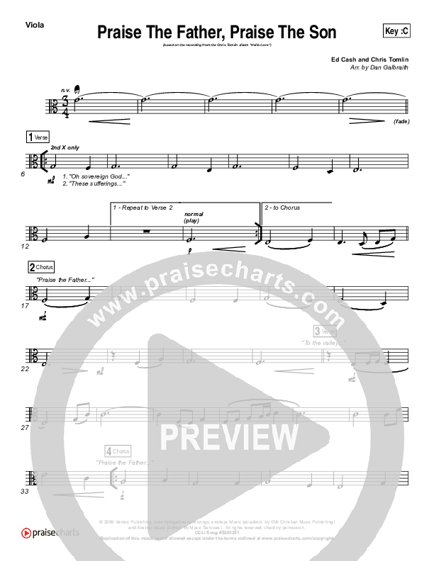 Praise The Father Praise The Son Viola (Chris Tomlin)