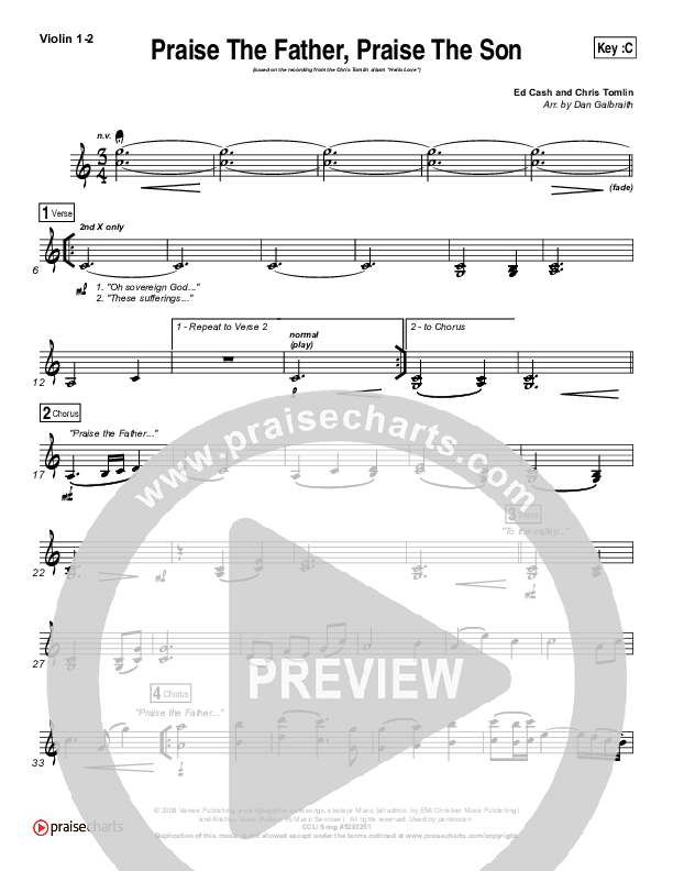 Praise The Father Praise The Son Violin 1/2 (Chris Tomlin)