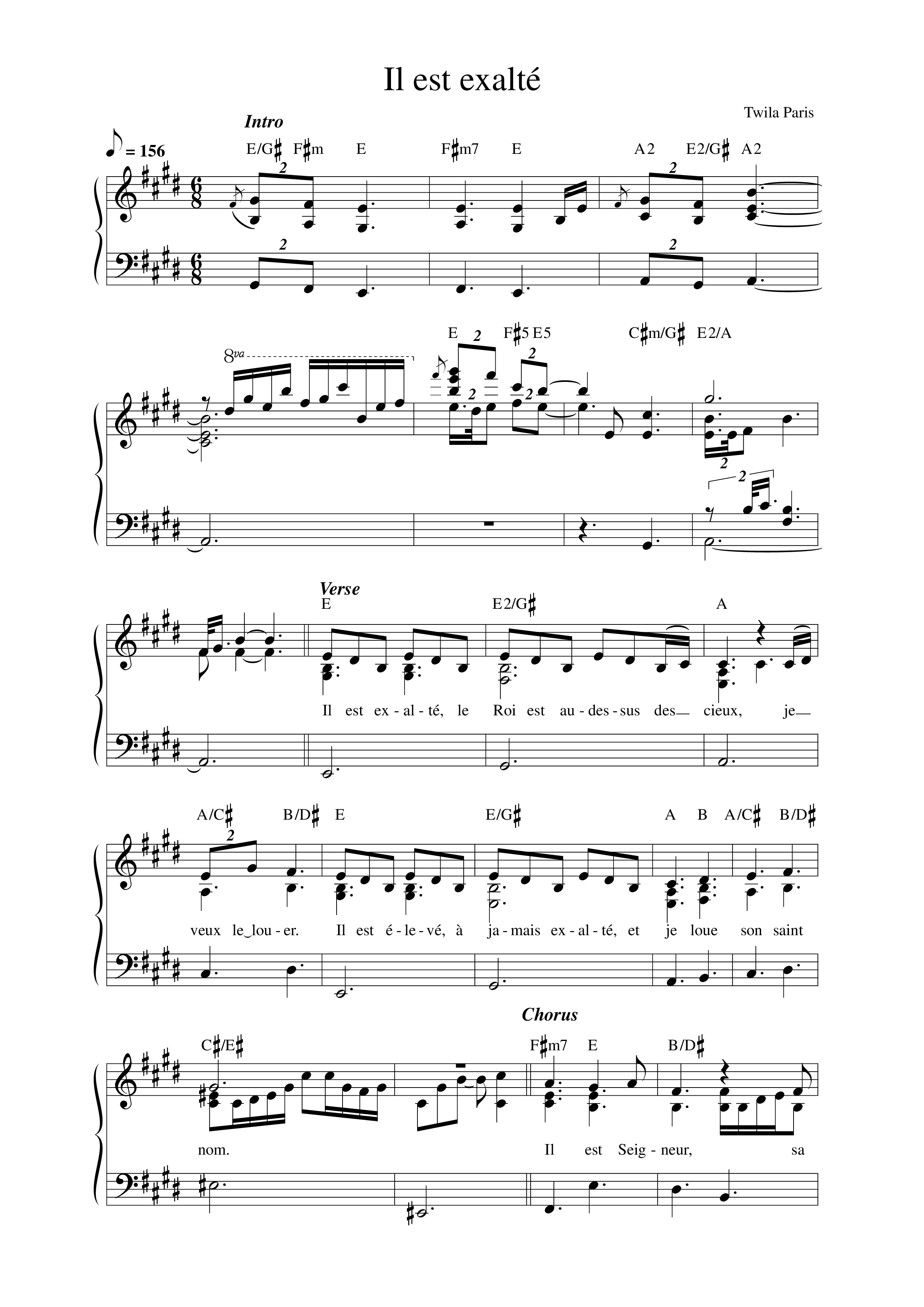 Il est exalté Lead Sheet Melody (Matt Marvane & RESISTANCE)