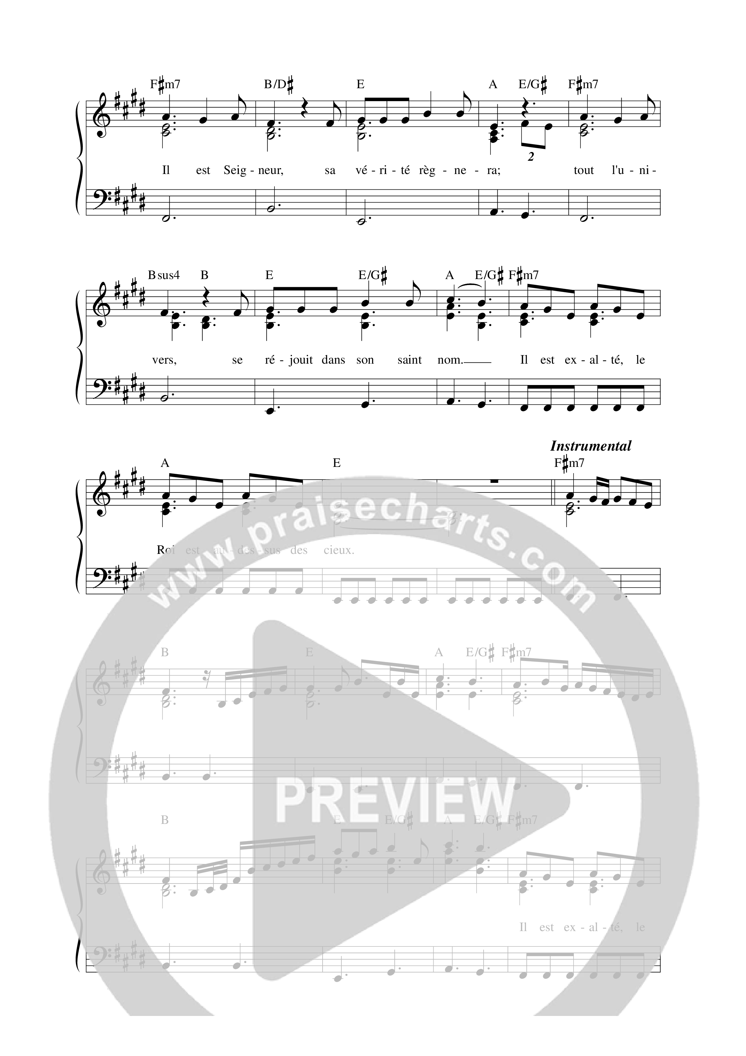 Il est exalté Lead Sheet Melody (Matt Marvane & RESISTANCE)