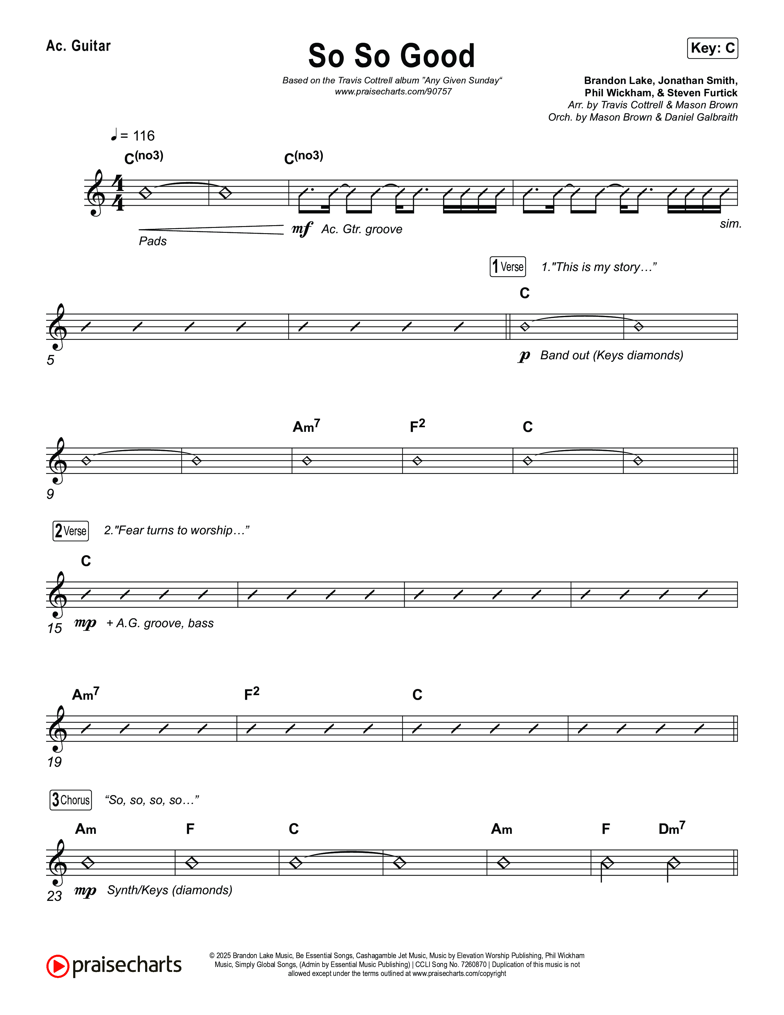 So So Good (Choral/SATB) Acoustic Guitar (Travis Cottrell / Brooke Voland / Arr. Mason Brown)