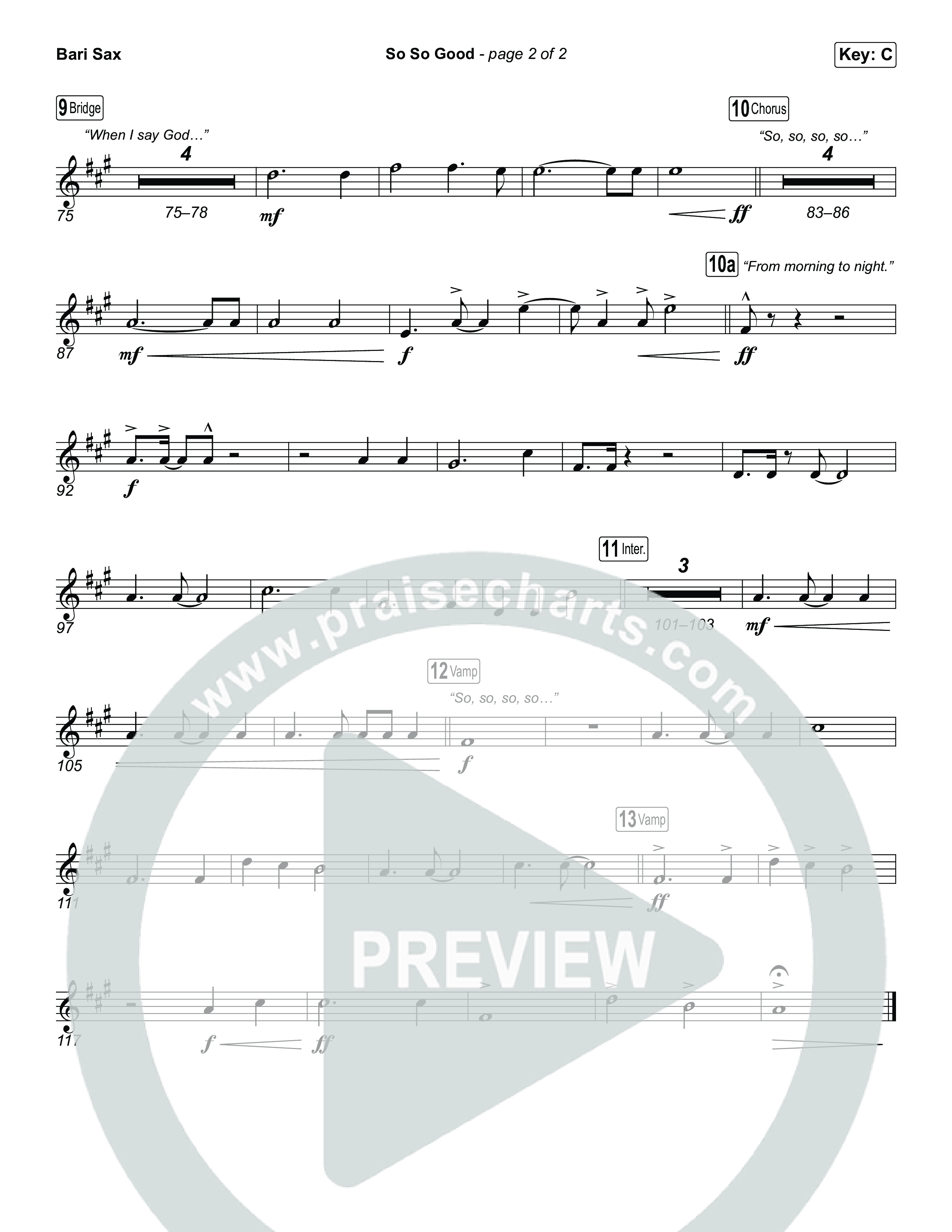 So So Good (Choral/SATB) Bari Sax (Travis Cottrell / Brooke Voland / Arr. Mason Brown)