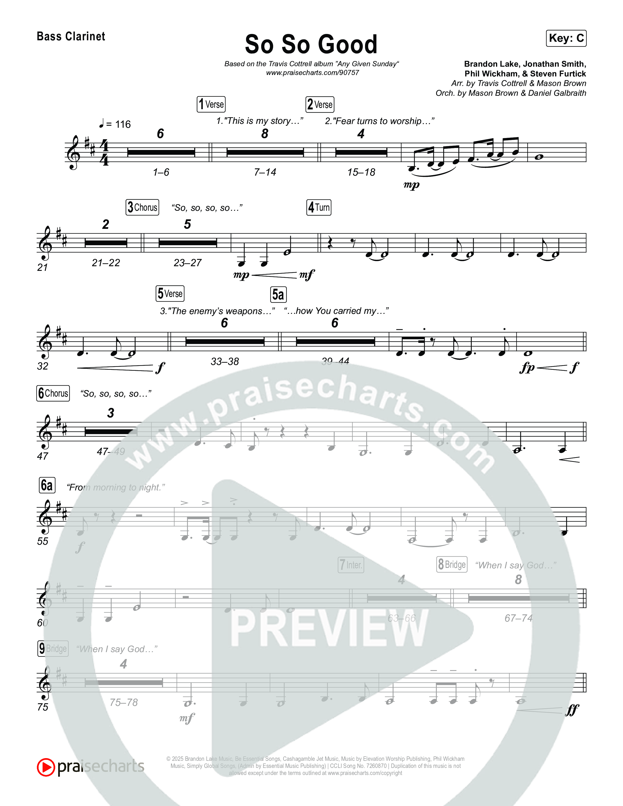 So So Good (Choral/SATB) Clarinet 1,2 (Travis Cottrell / Brooke Voland / Arr. Mason Brown)