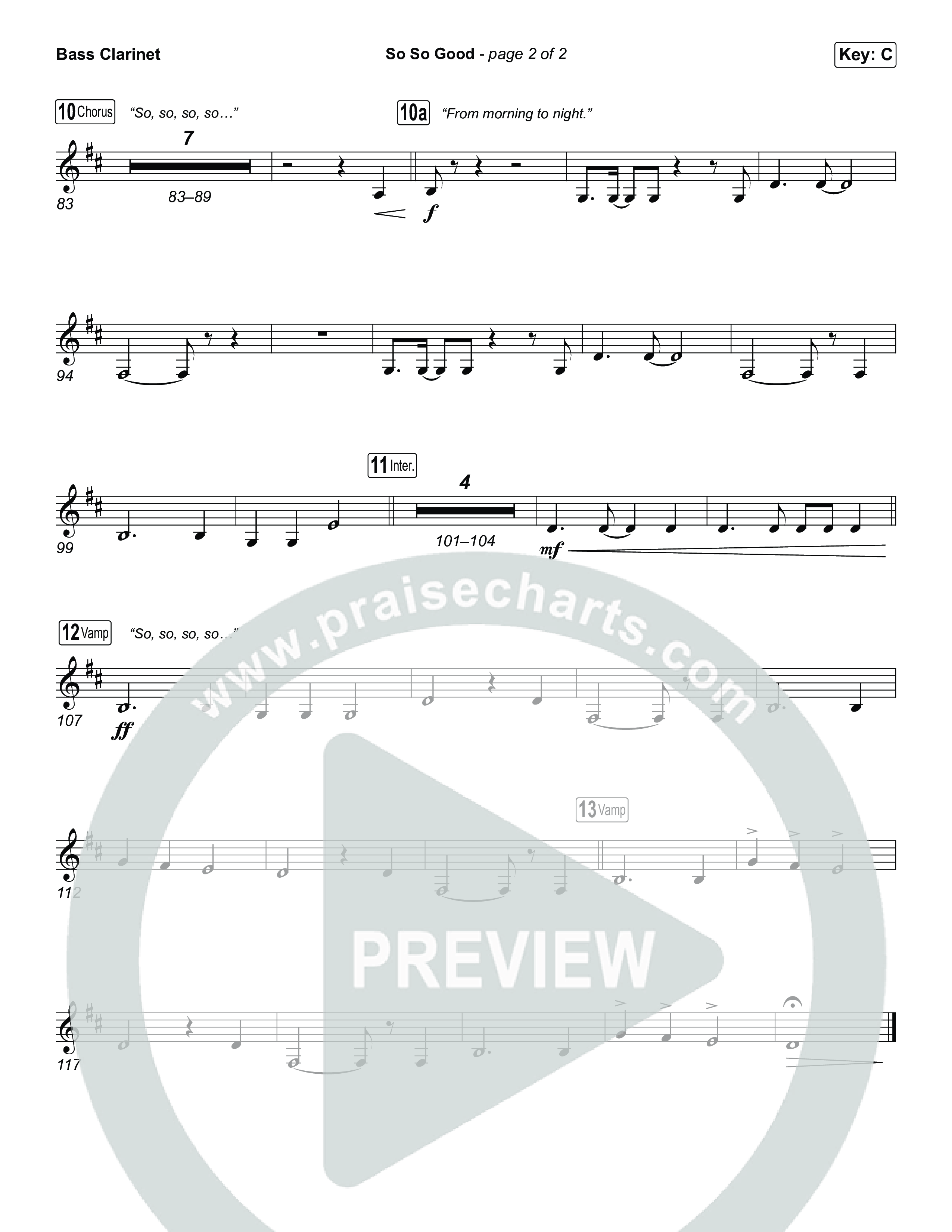 So So Good (Choral/SATB) Bass Clarinet (Travis Cottrell / Brooke Voland / Arr. Mason Brown)
