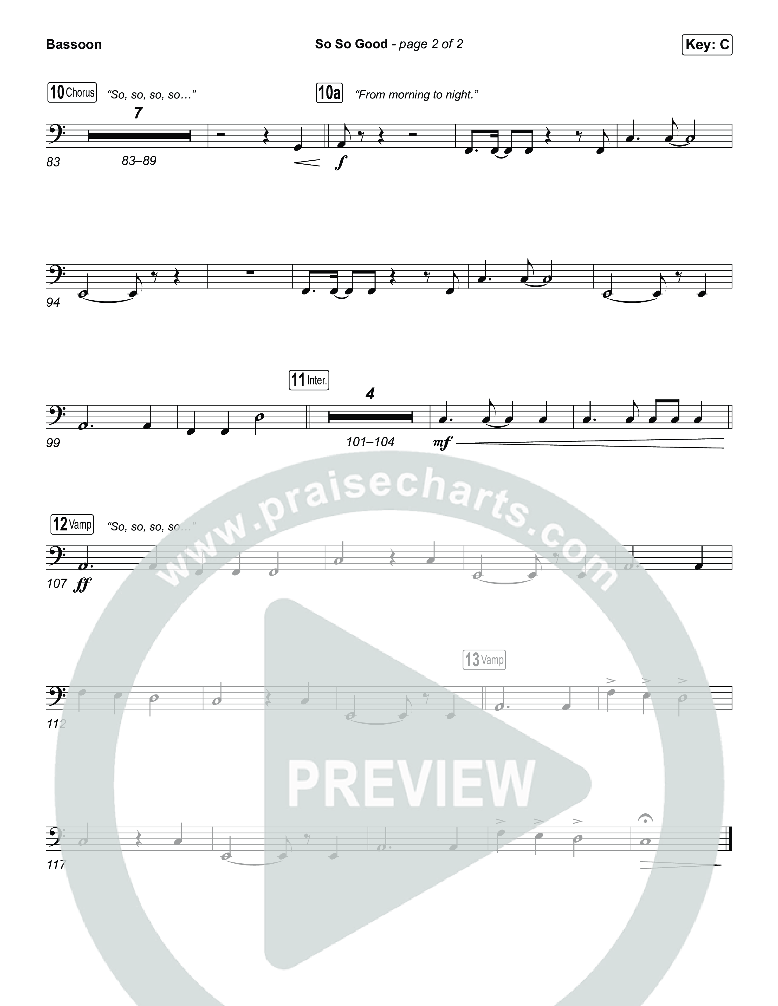 So So Good (Choral/SATB) Bassoon (Travis Cottrell / Brooke Voland / Arr. Mason Brown)
