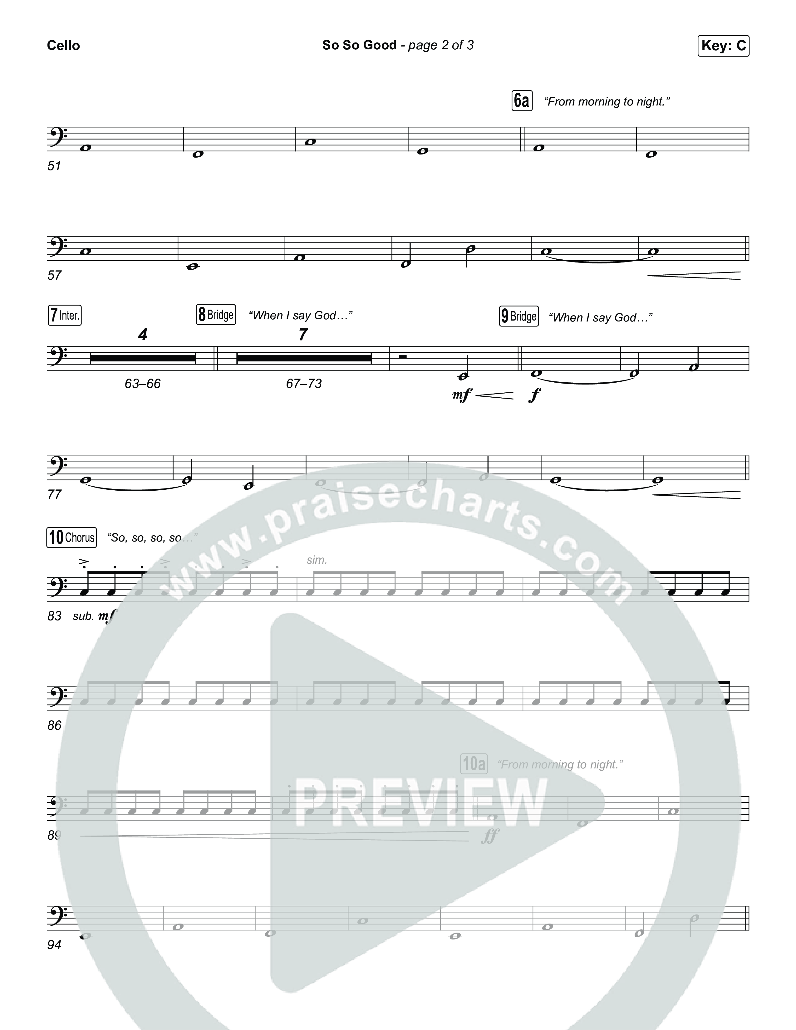 So So Good (Choral/SATB) Cello (Travis Cottrell / Brooke Voland / Arr. Mason Brown)