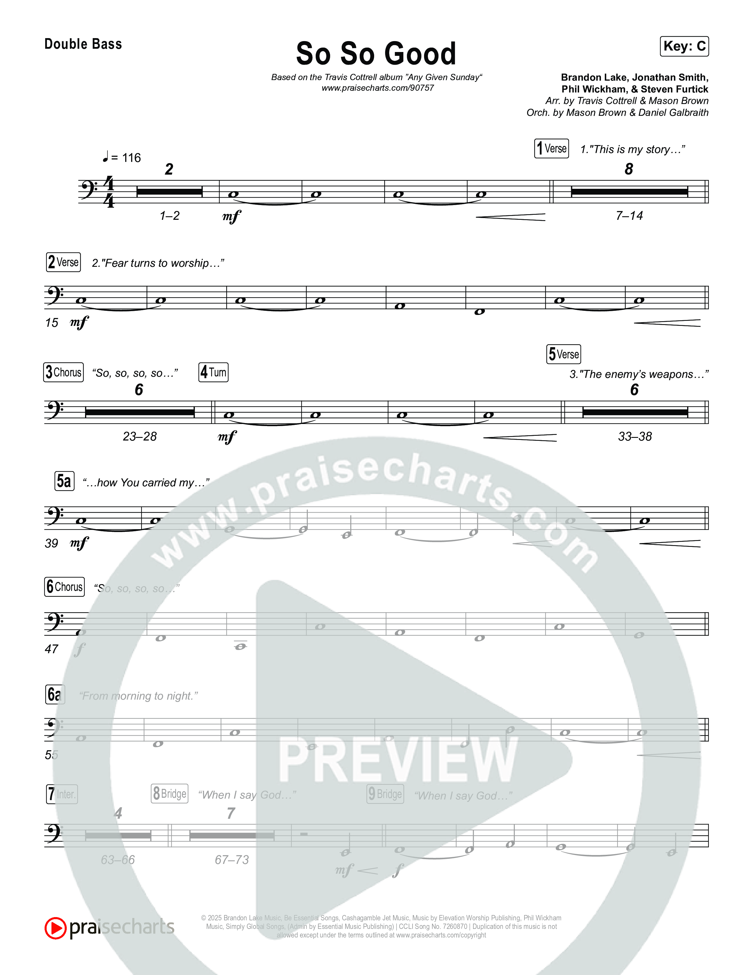 So So Good (Choral/SATB) String Bass (Travis Cottrell / Brooke Voland / Arr. Mason Brown)