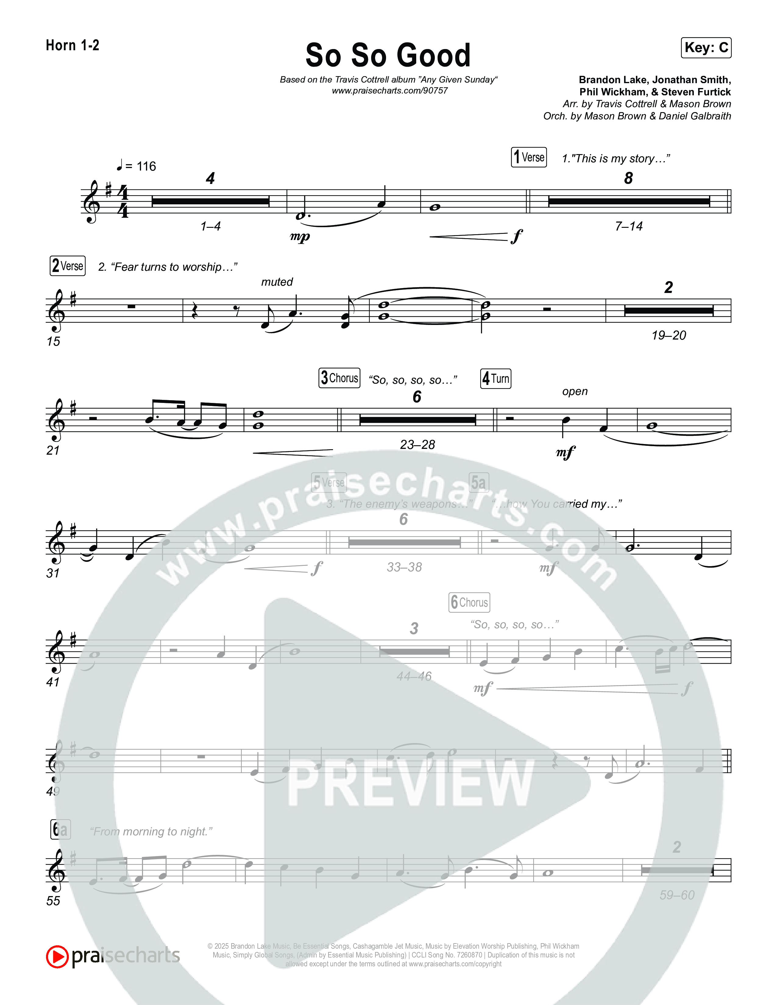 So So Good (Choral/SATB) Brass Pack (Travis Cottrell / Brooke Voland / Arr. Mason Brown)