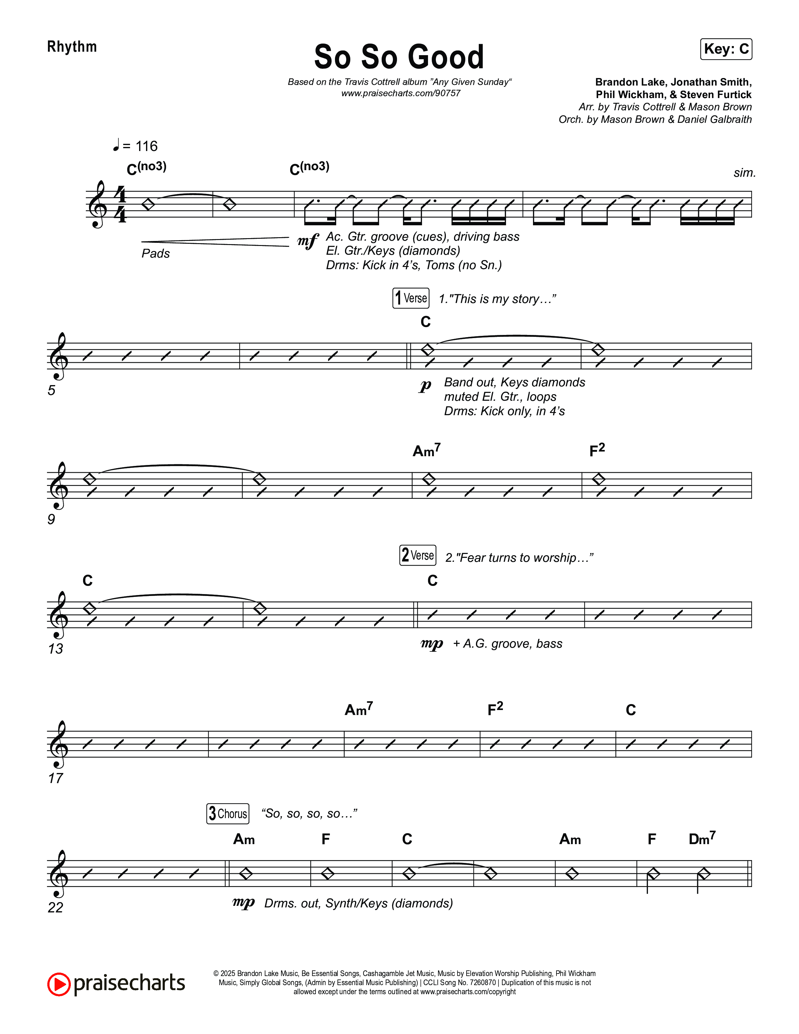 So So Good (Choral/SATB) Rhythm Chart (Travis Cottrell / Brooke Voland / Arr. Mason Brown)