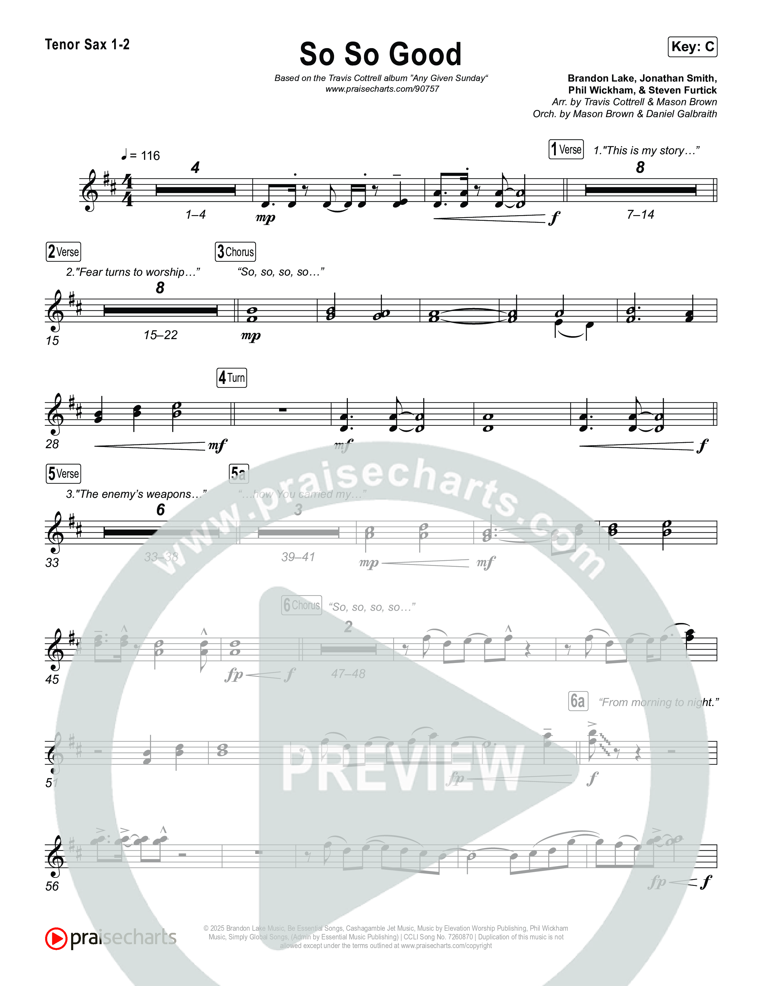 So So Good (Choral/SATB) Sax Pack (Travis Cottrell / Brooke Voland / Arr. Mason Brown)