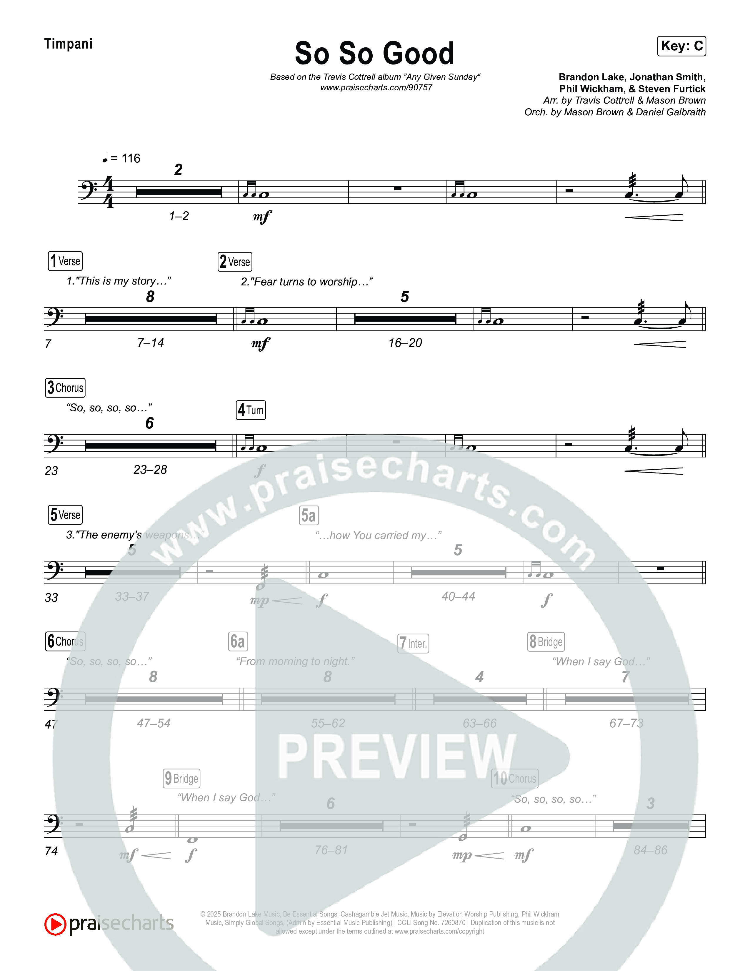 So So Good (Choral/SATB) Timpani (Travis Cottrell / Brooke Voland / Arr. Mason Brown)