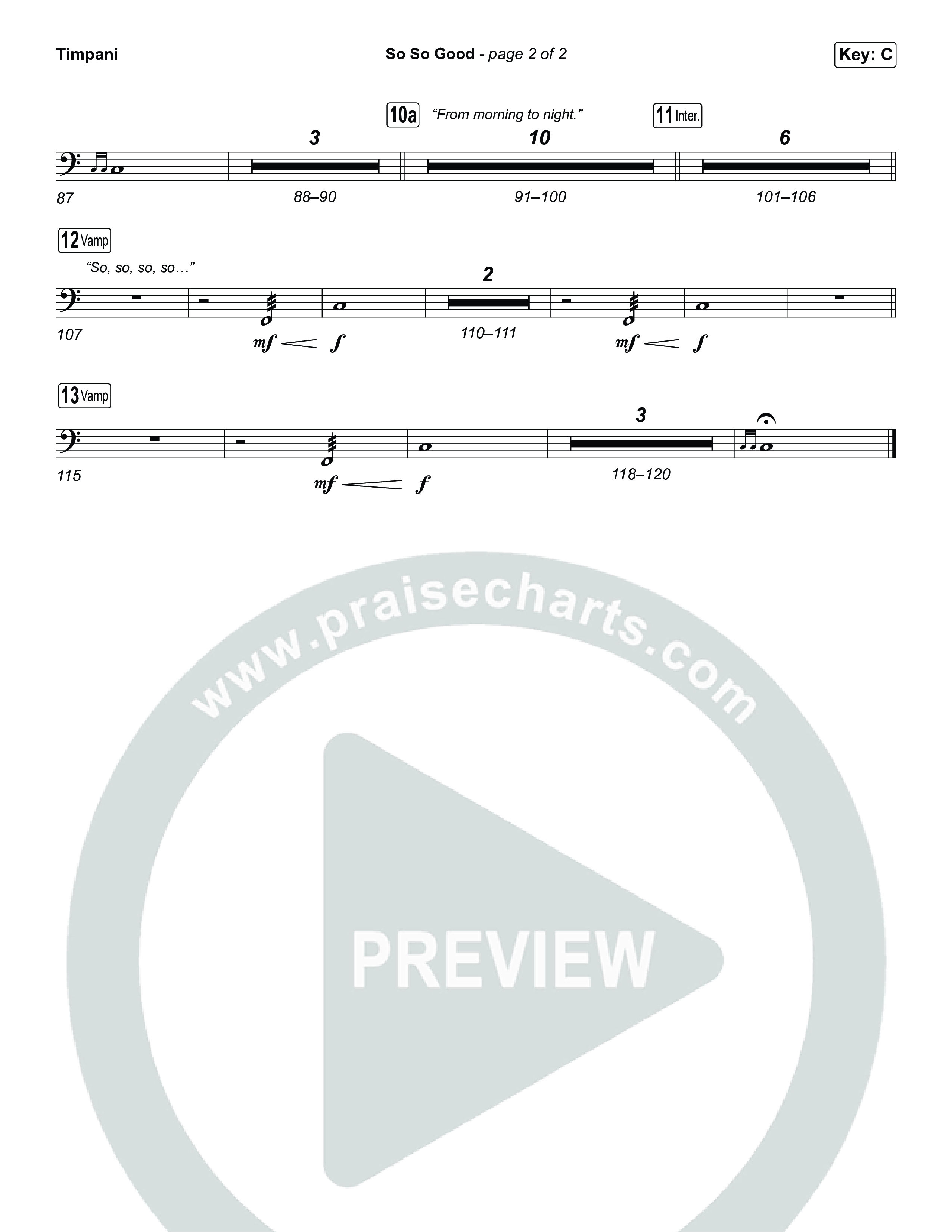 So So Good (Choral/SATB) Timpani (Travis Cottrell / Brooke Voland / Arr. Mason Brown)