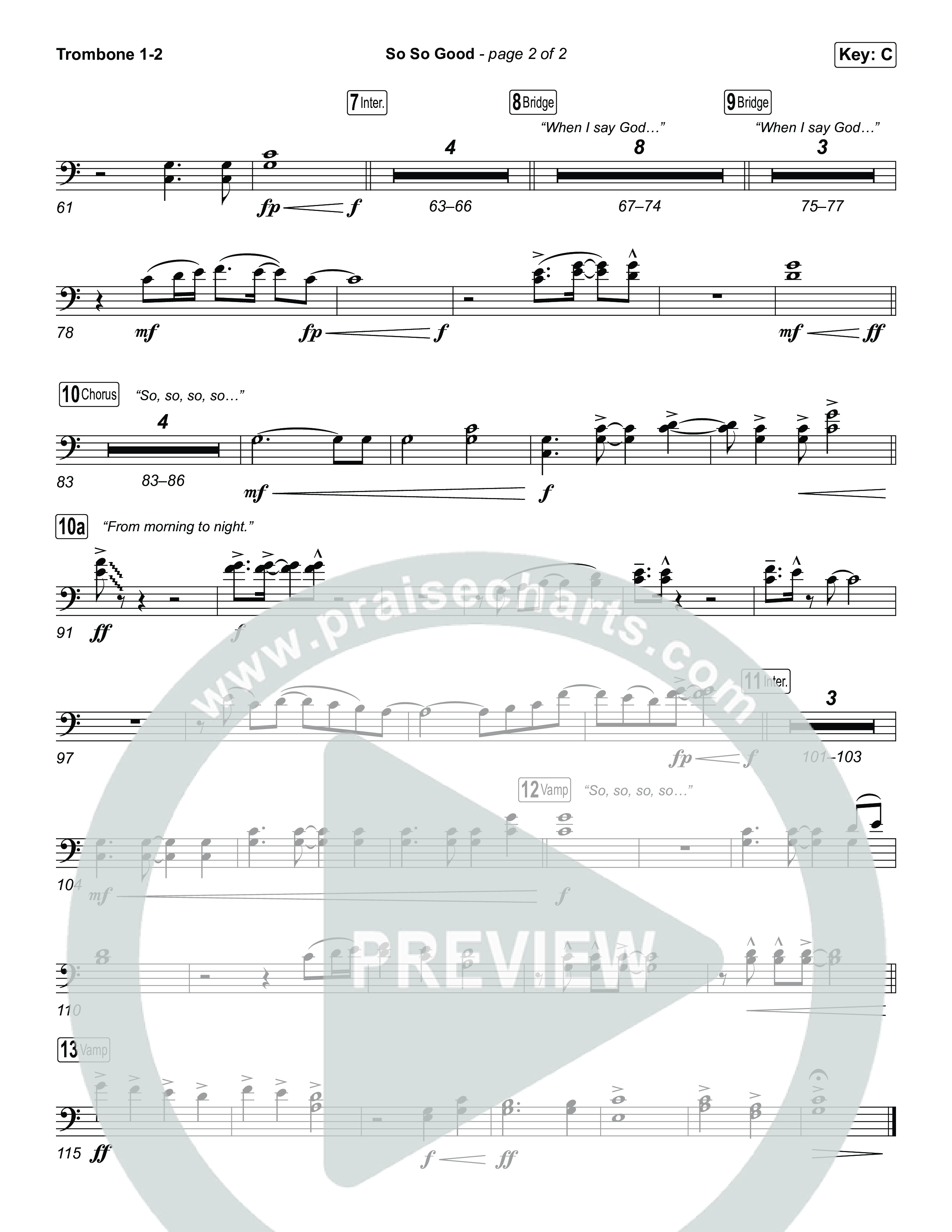 So So Good (Choral/SATB) Trombone 1/2 (Travis Cottrell / Brooke Voland / Arr. Mason Brown)