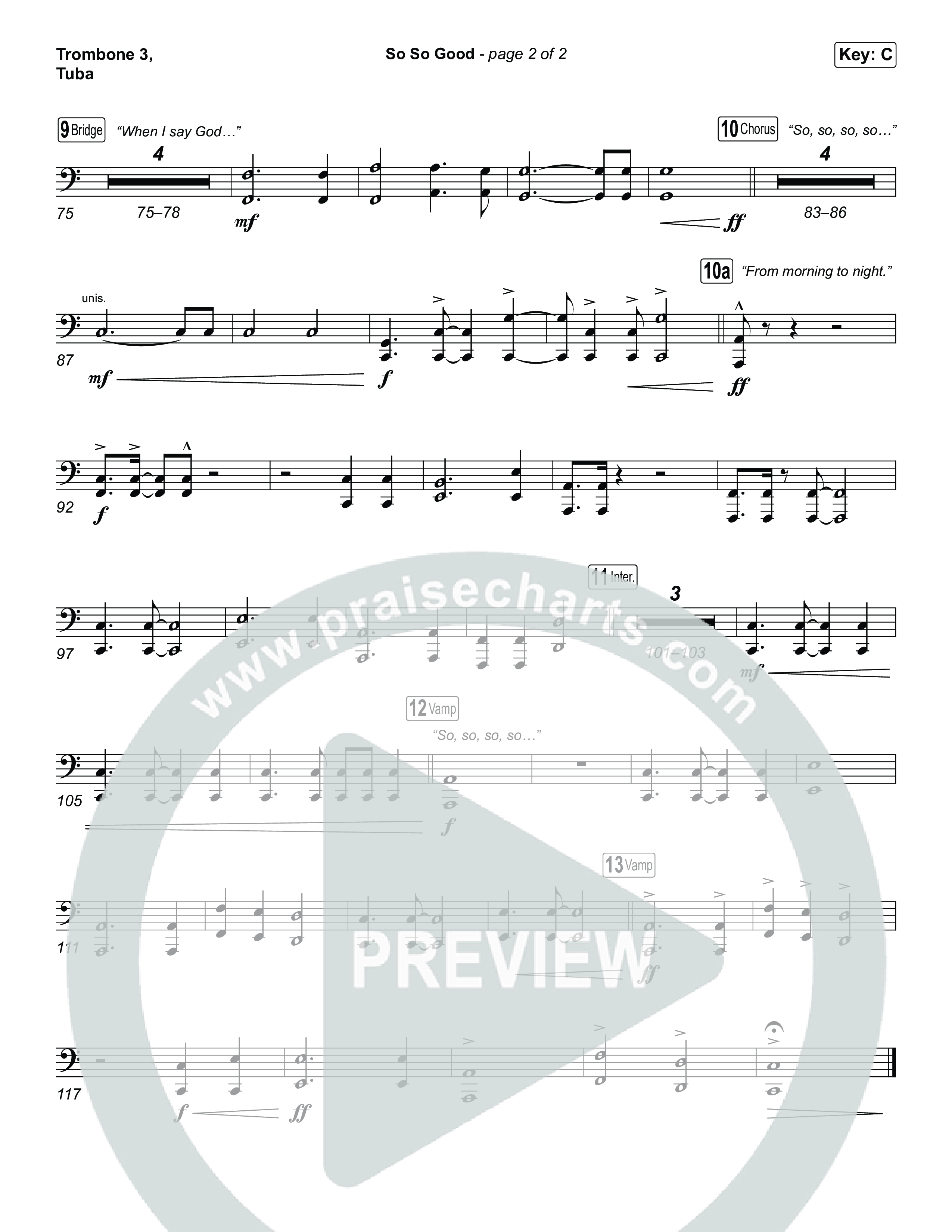 So So Good (Choral/SATB) Trombone 3/Tuba (Travis Cottrell / Brooke Voland / Arr. Mason Brown)