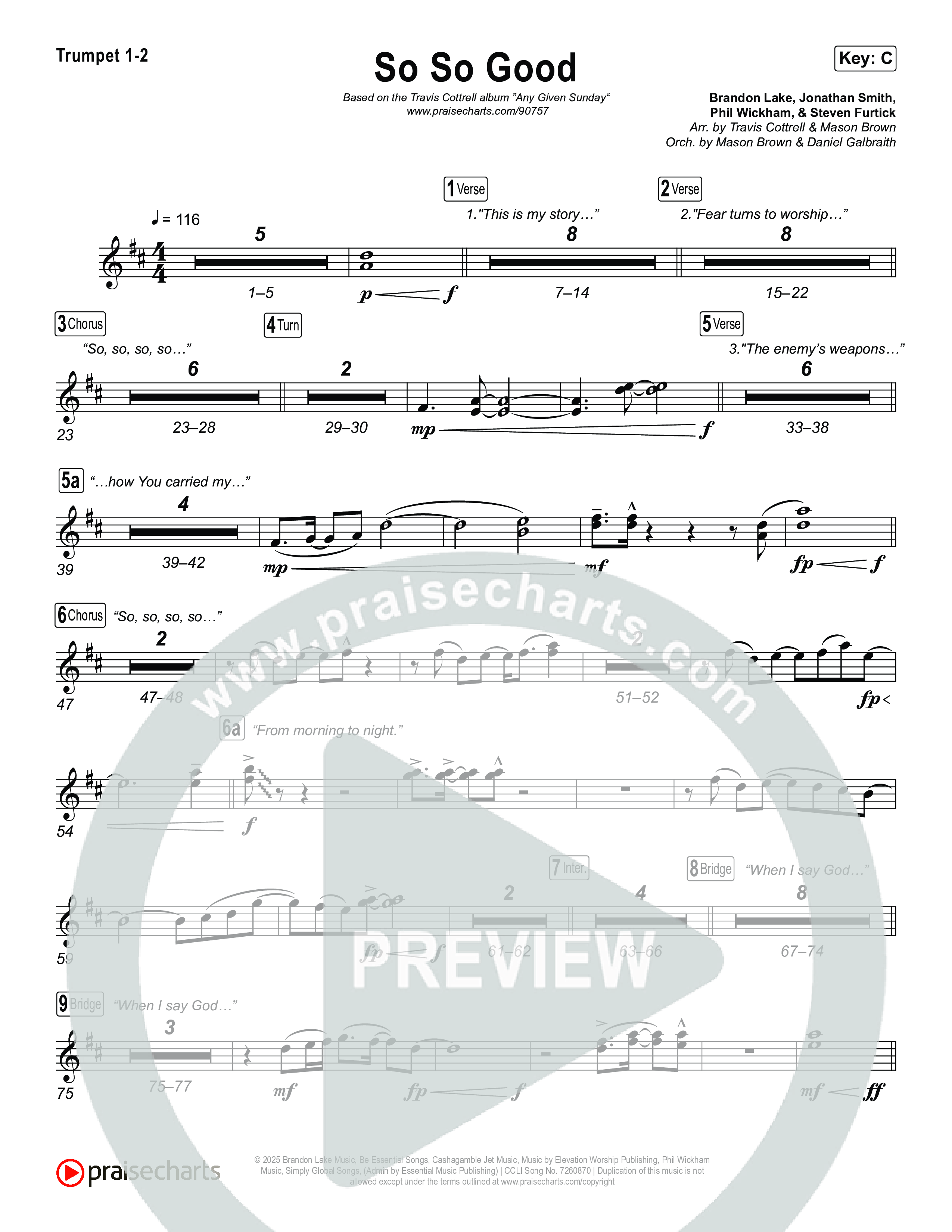 So So Good (Choral/SATB) Brass Pack (Travis Cottrell / Brooke Voland / Arr. Mason Brown)