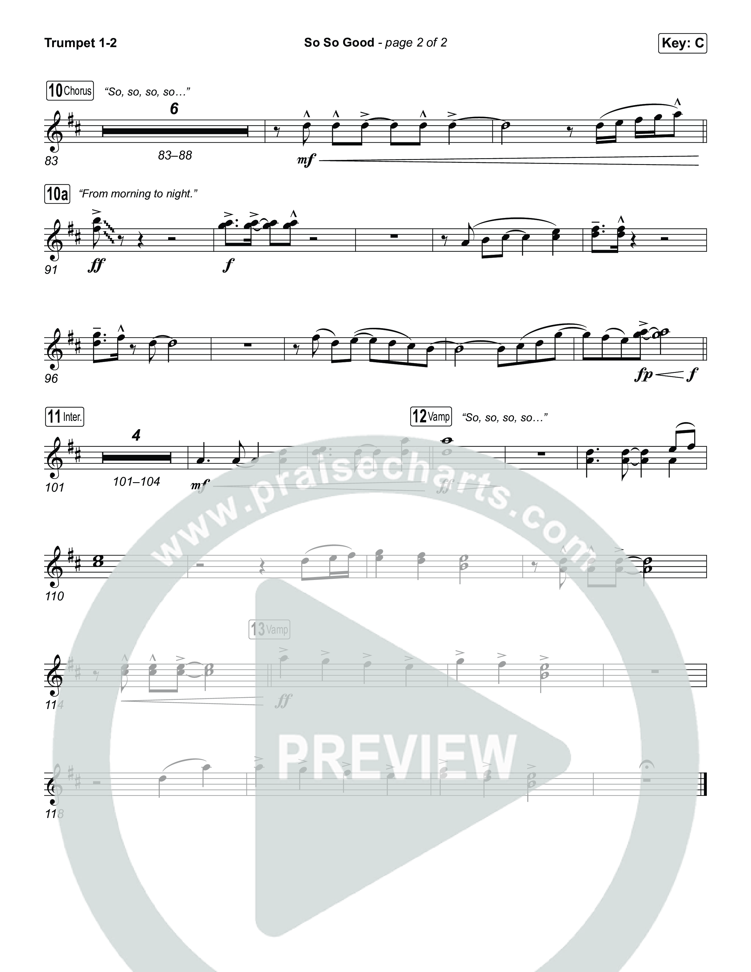 So So Good (Choral/SATB) Trumpet 1,2 (Travis Cottrell / Brooke Voland / Arr. Mason Brown)