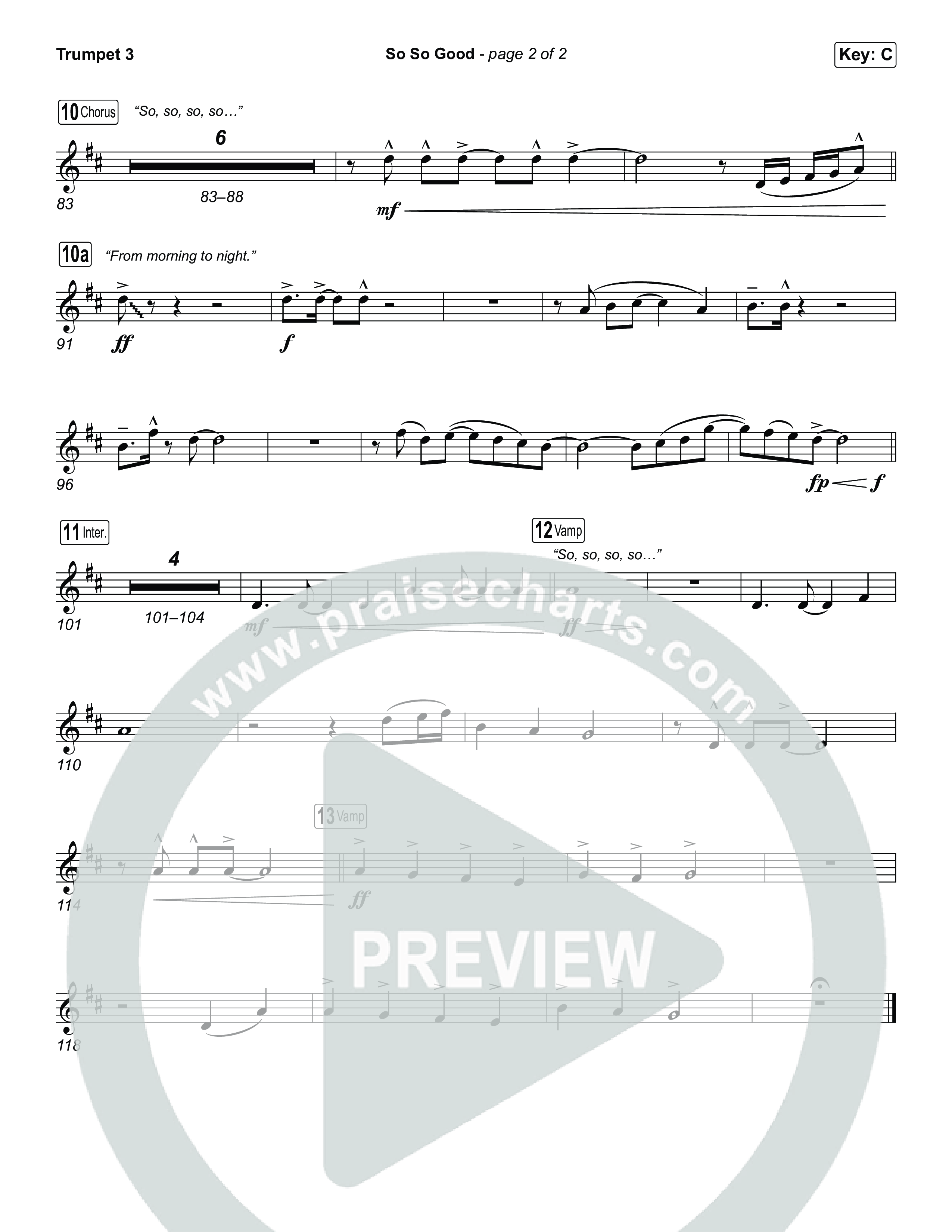 So So Good (Choral/SATB) Trumpet 3 (Travis Cottrell / Brooke Voland / Arr. Mason Brown)