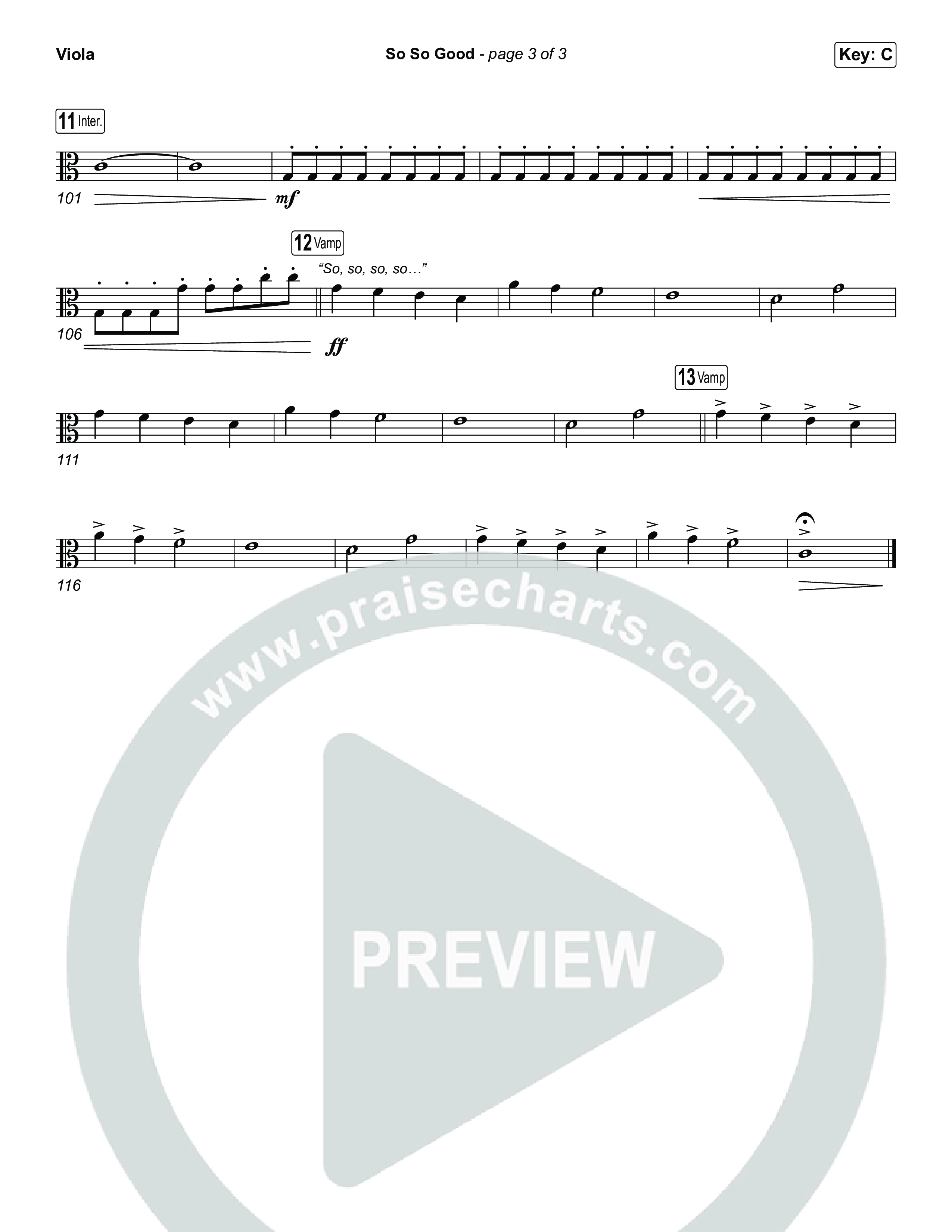 So So Good (Choral/SATB) Viola (Travis Cottrell / Brooke Voland / Arr. Mason Brown)