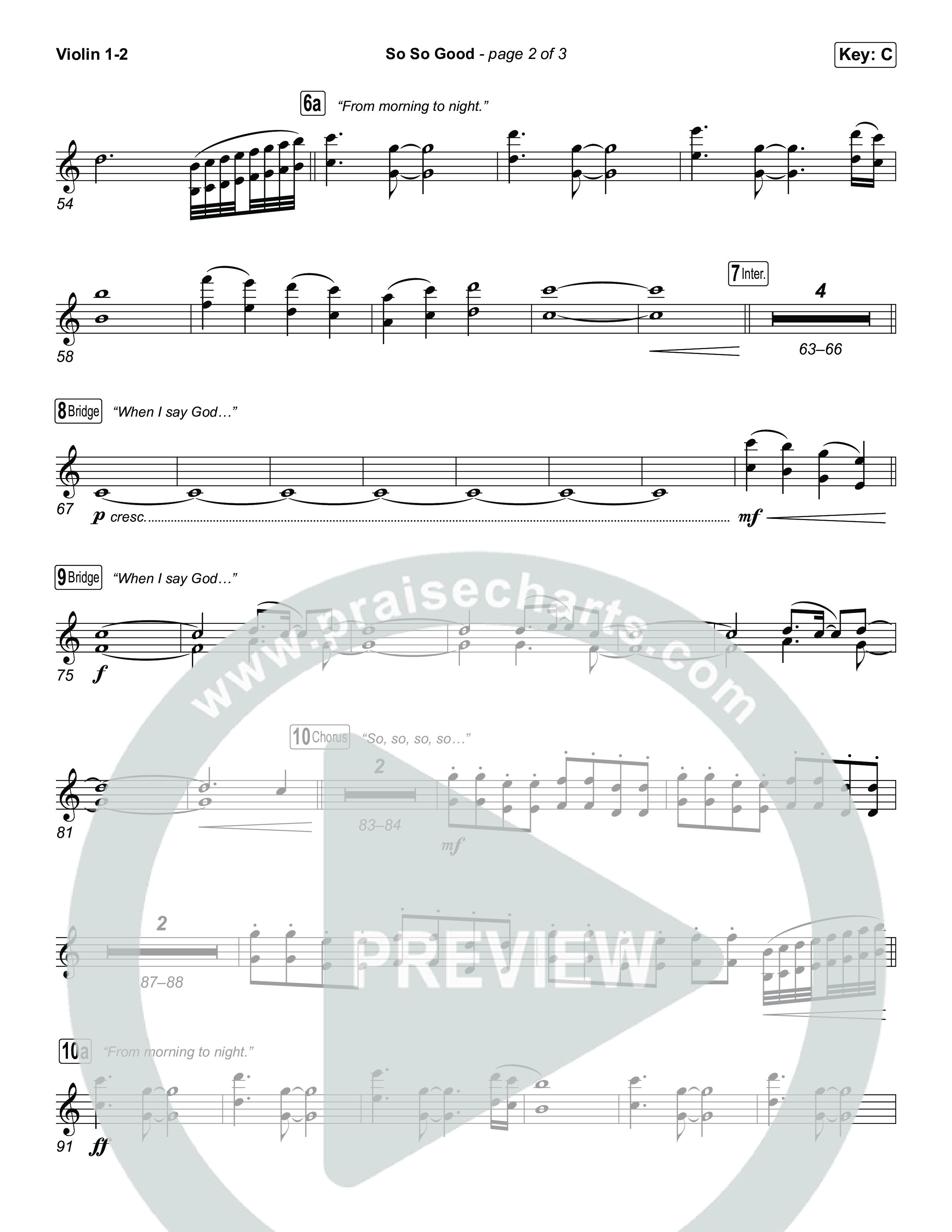 So So Good (Choral/SATB) Violin 1,2 (Travis Cottrell / Brooke Voland / Arr. Mason Brown)