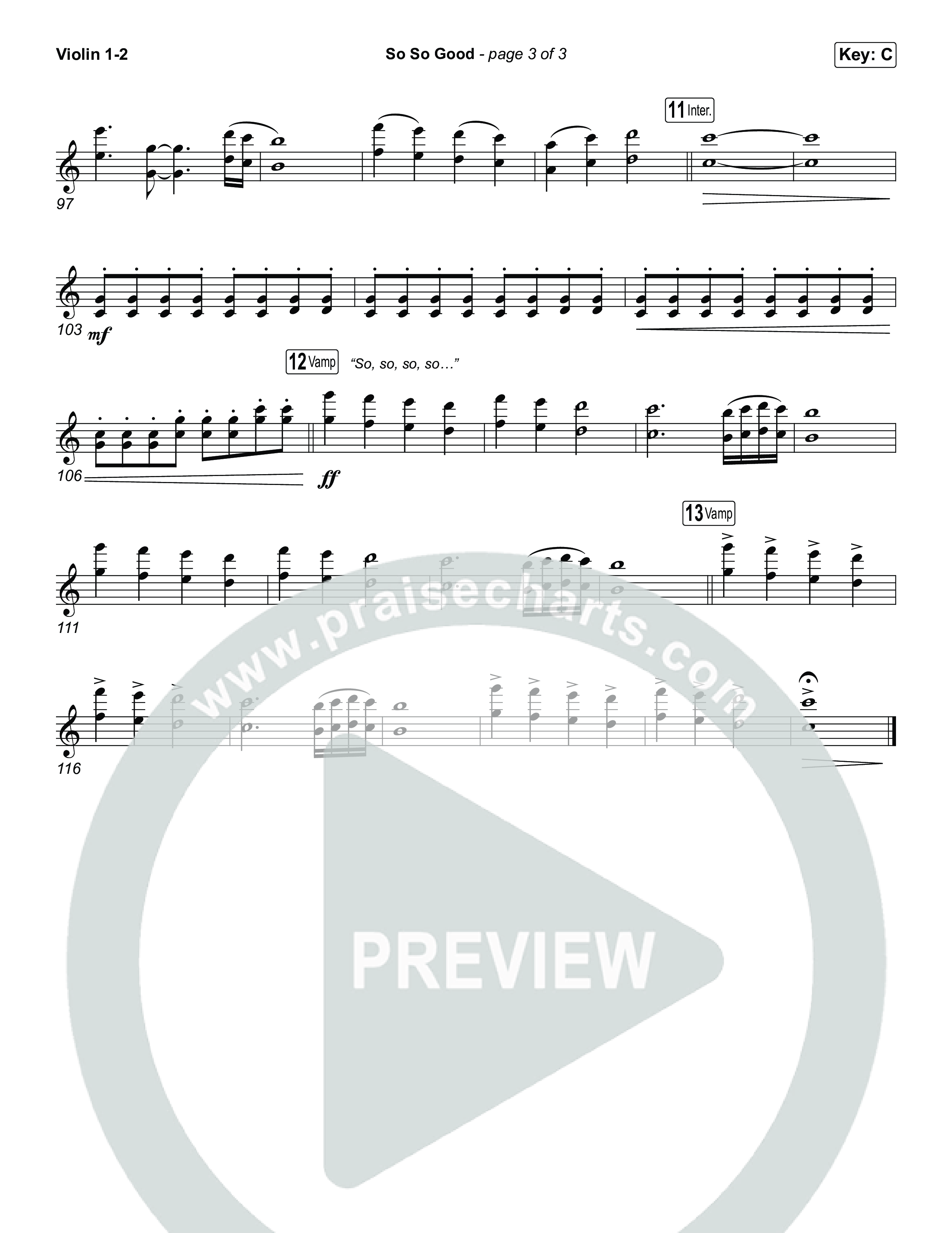 So So Good (Choral/SATB) Violin 1,2 (Travis Cottrell / Brooke Voland / Arr. Mason Brown)