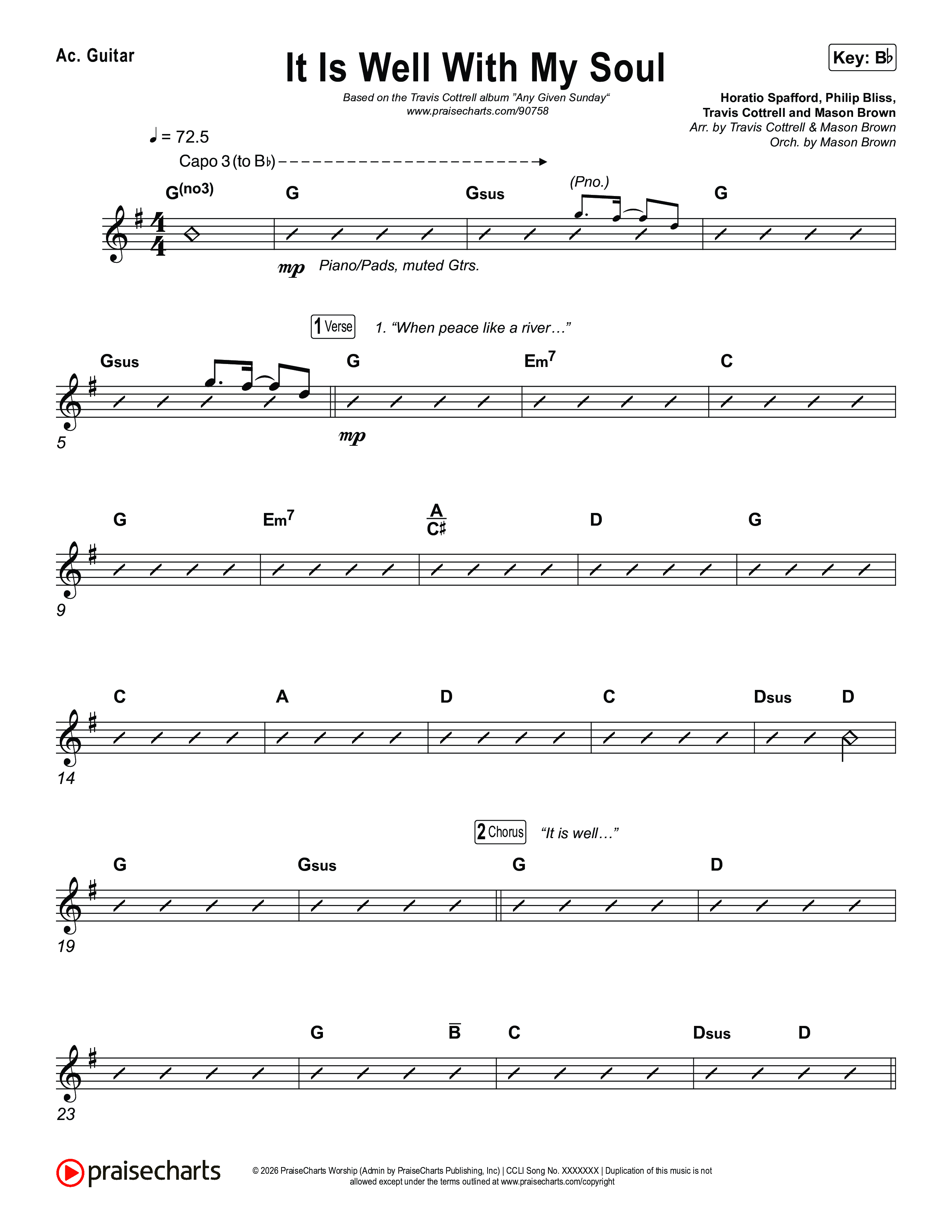 It Is Well With My Soul (Choral/SATB) Acoustic Guitar (Travis Cottrell / Lily Cottrell / Arr. Mason Brown)