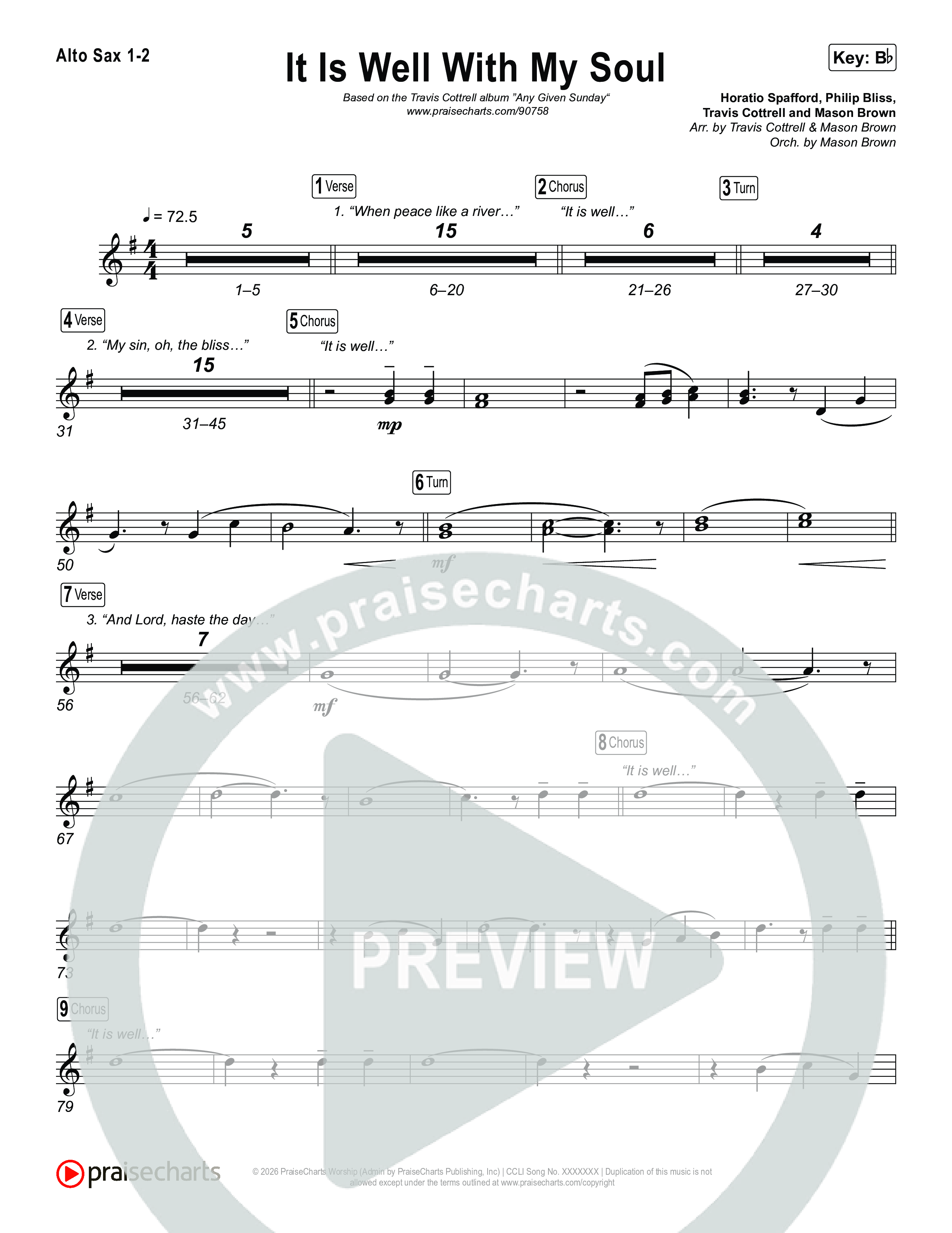 It Is Well With My Soul (Choral/SATB) Sax Pack (Travis Cottrell / Lily Cottrell / Arr. Mason Brown)