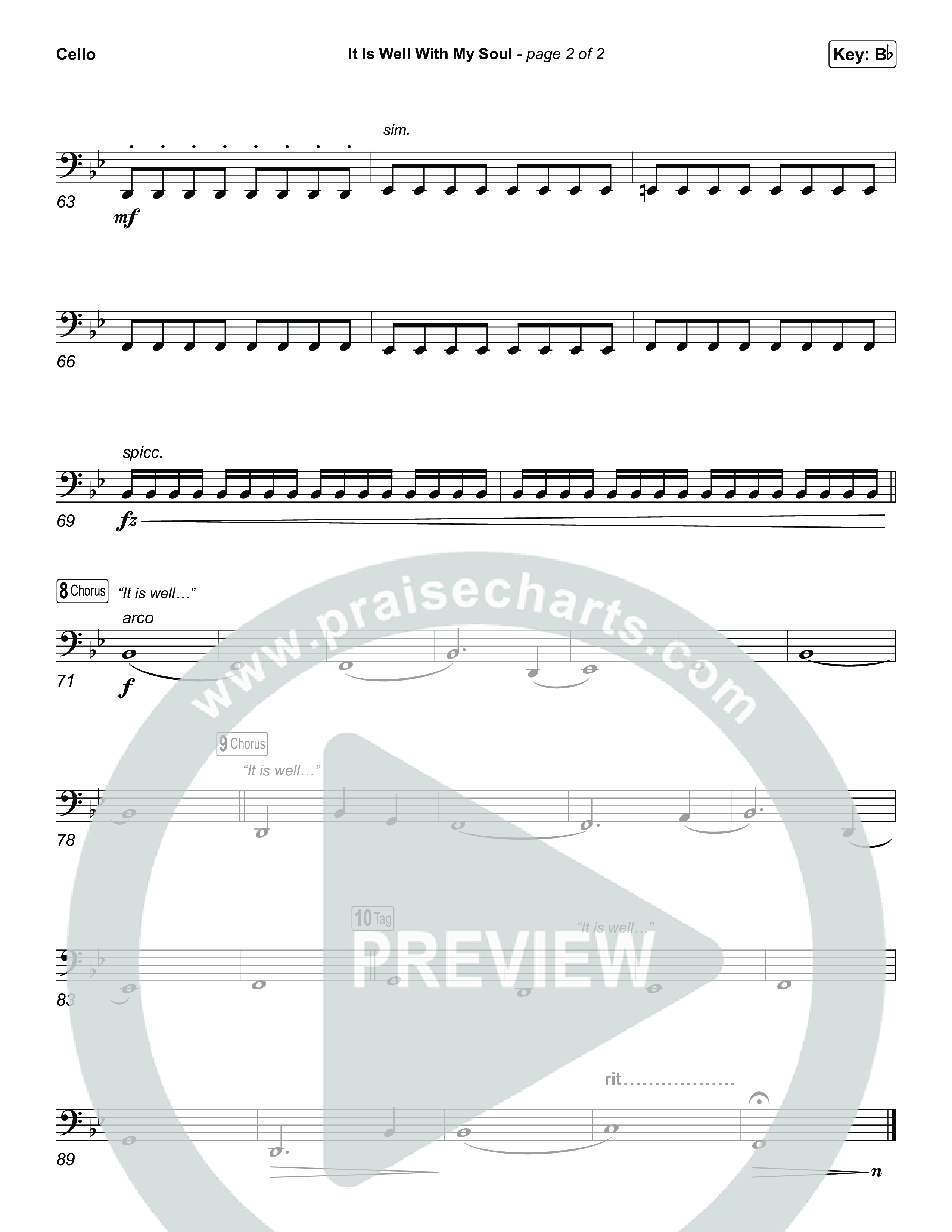 It Is Well With My Soul (Choral/SATB) Cello (Travis Cottrell / Lily Cottrell / Arr. Mason Brown)