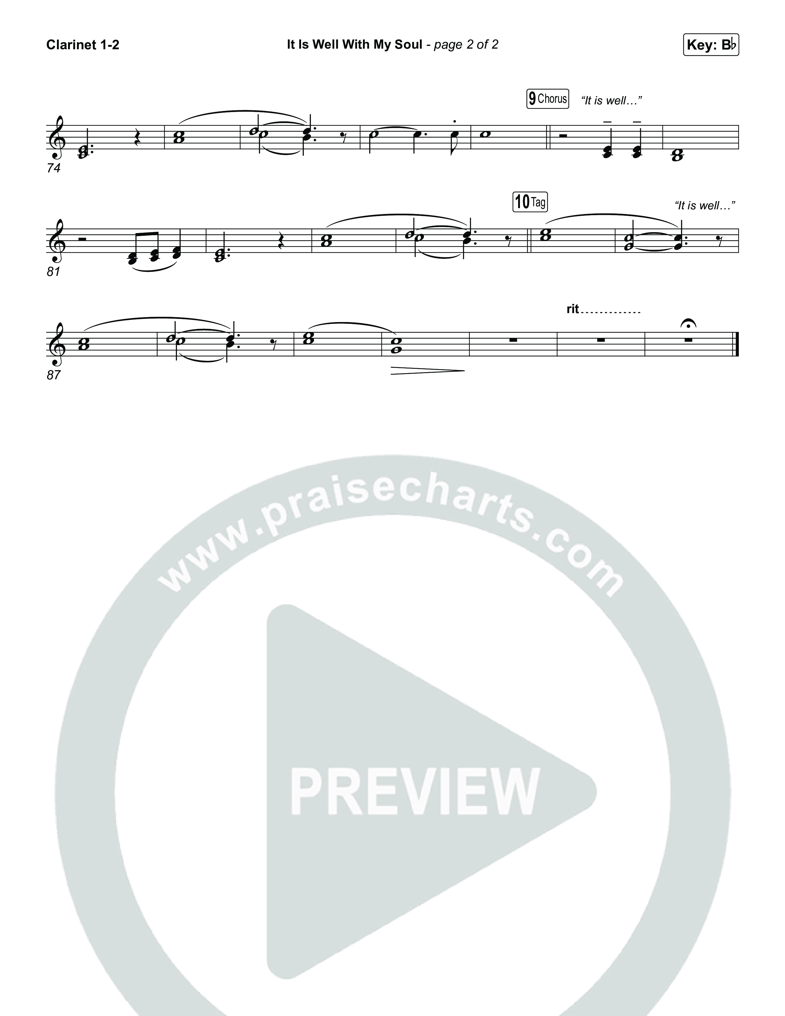 It Is Well With My Soul (Choral/SATB) Clarinet 1/2 (Travis Cottrell / Lily Cottrell / Arr. Mason Brown)