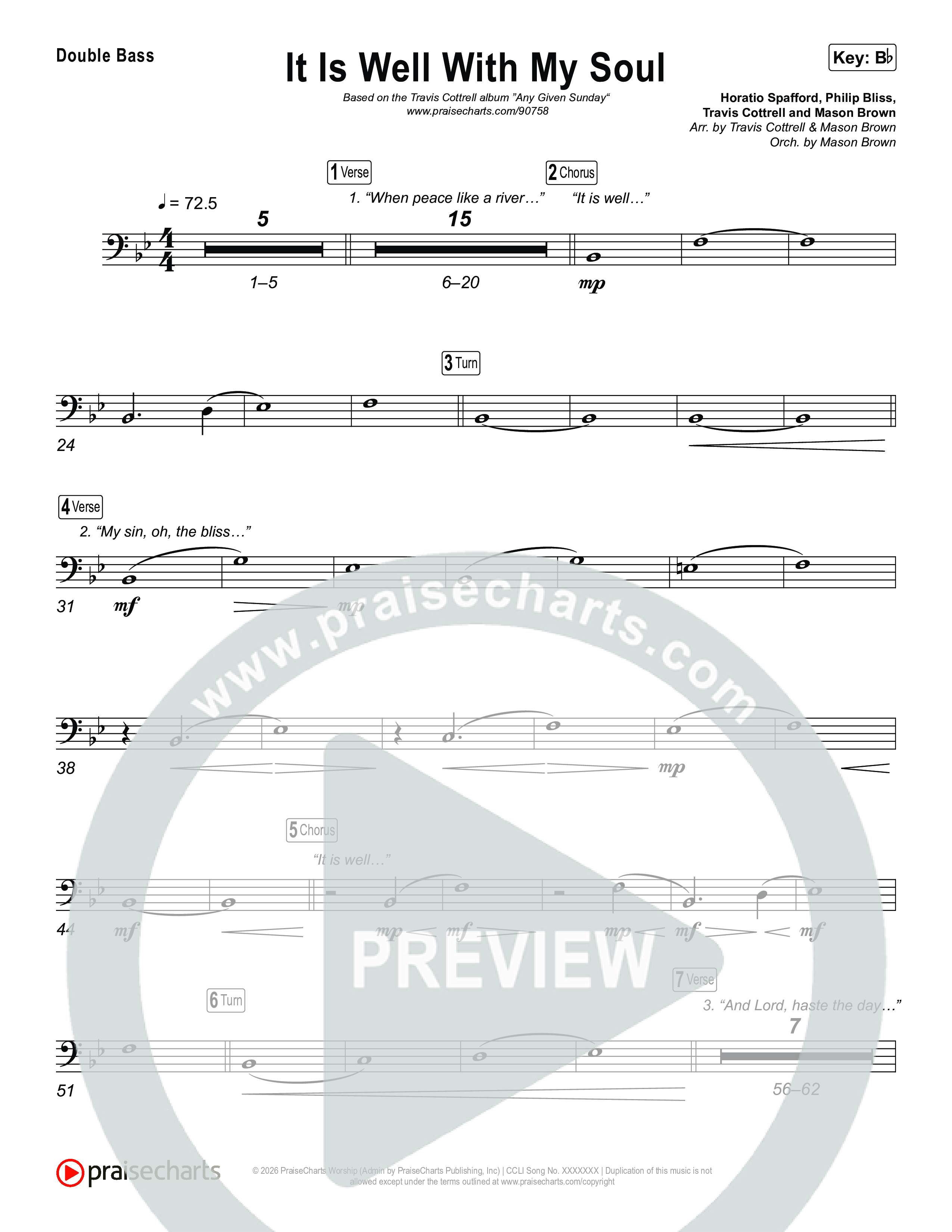 It Is Well With My Soul (Choral/SATB) String Bass (Travis Cottrell / Lily Cottrell / Arr. Mason Brown)