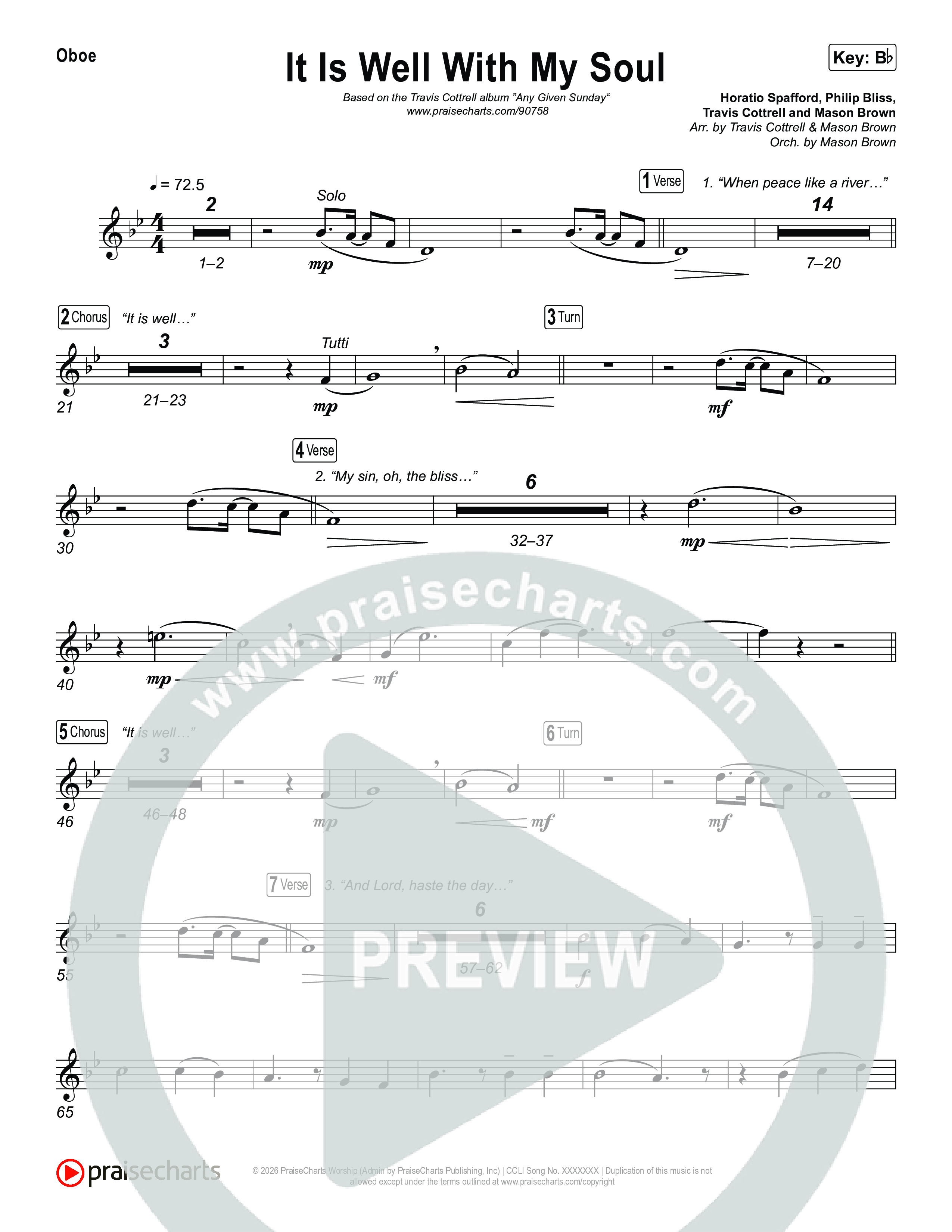 It Is Well With My Soul (Choral/SATB) Wind Pack (Travis Cottrell / Lily Cottrell / Arr. Mason Brown)