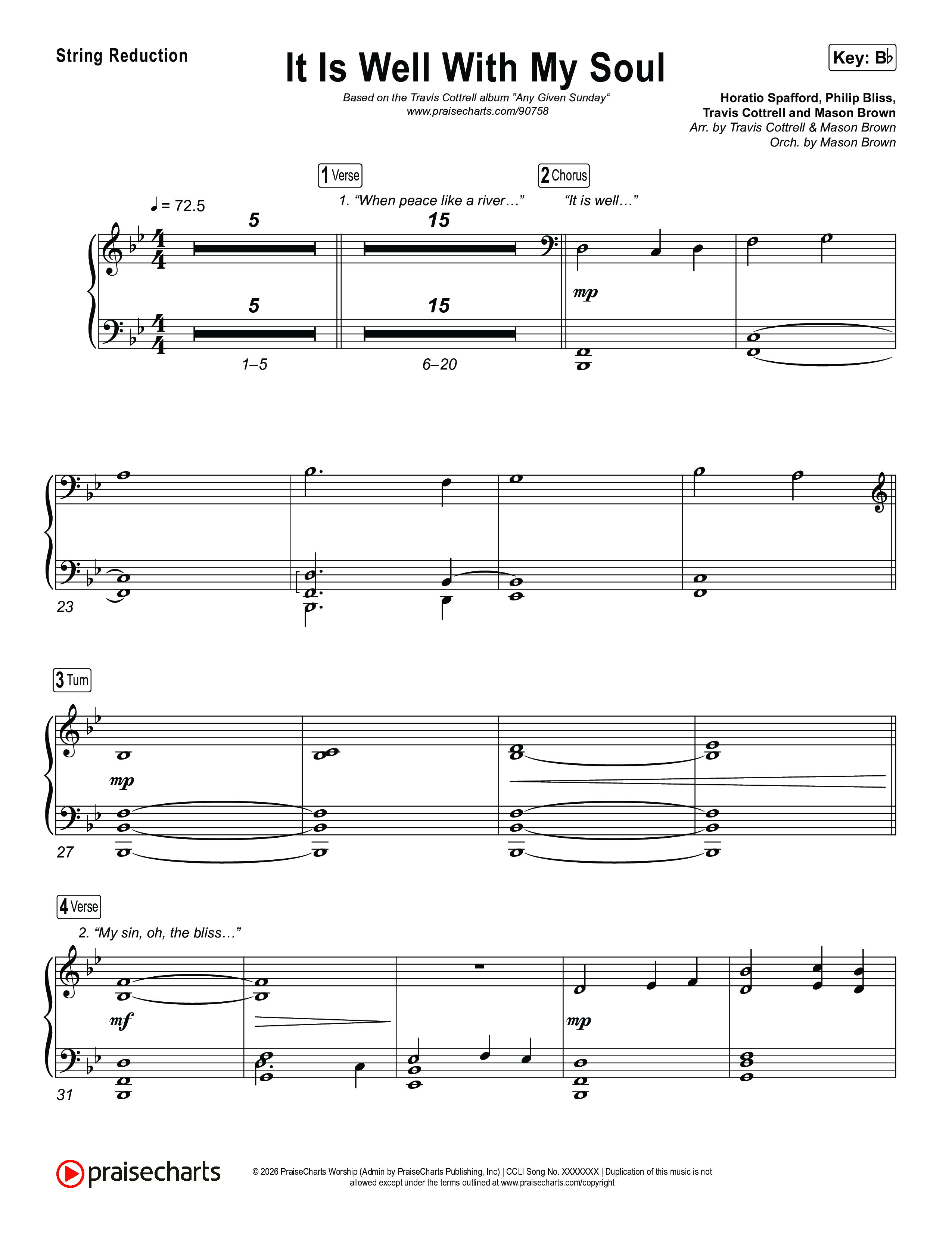 It Is Well With My Soul (Choral/SATB) String Reduction (Travis Cottrell / Lily Cottrell / Arr. Mason Brown)