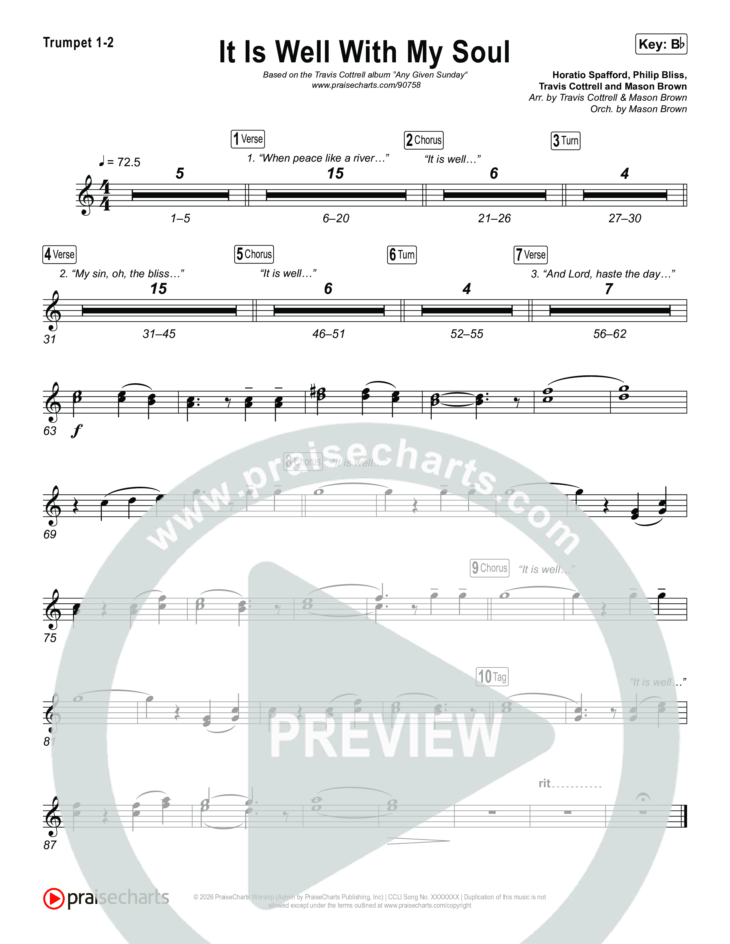 It Is Well With My Soul (Choral/SATB) Brass Pack (Travis Cottrell / Lily Cottrell / Arr. Mason Brown)
