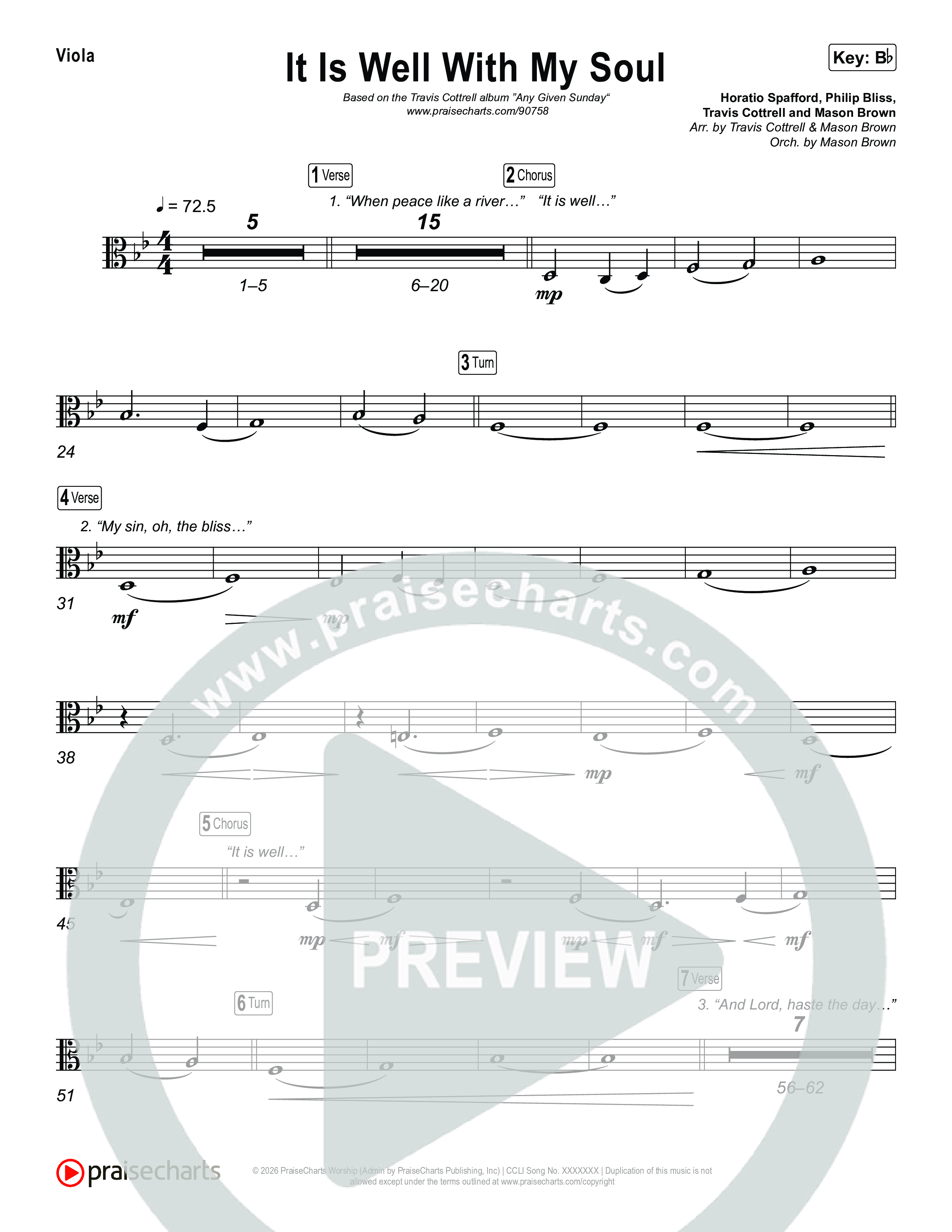 It Is Well With My Soul (Choral/SATB) String Pack (Travis Cottrell / Lily Cottrell / Arr. Mason Brown)