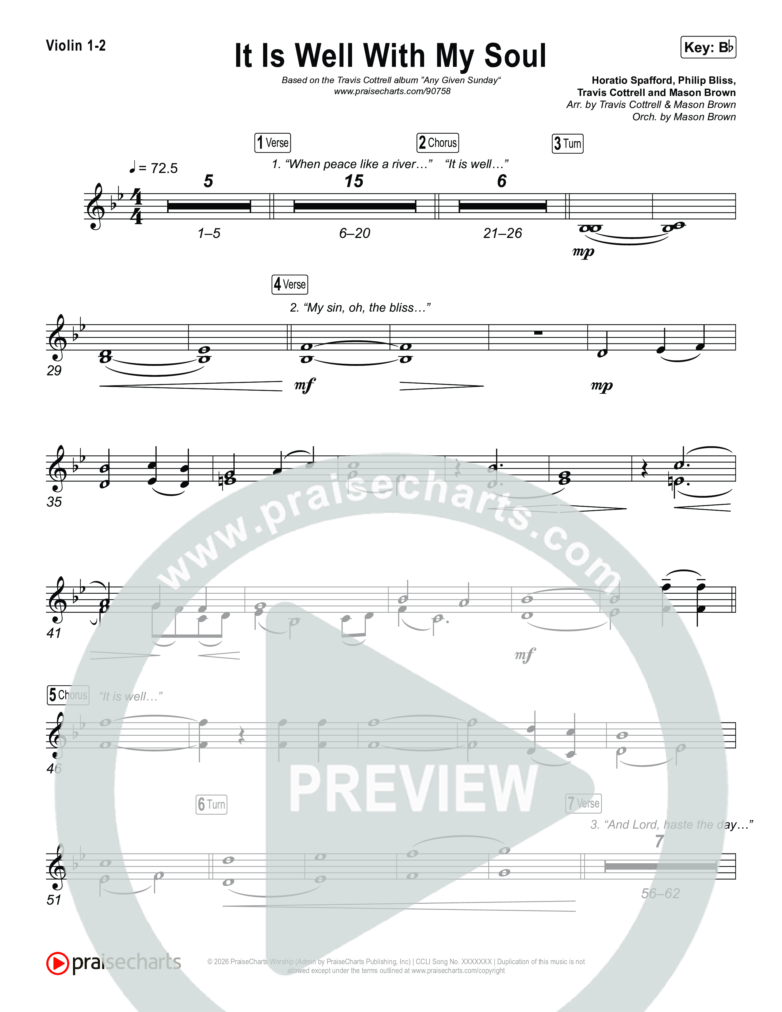 It Is Well With My Soul (Choral/SATB) String Pack (Travis Cottrell / Lily Cottrell / Arr. Mason Brown)