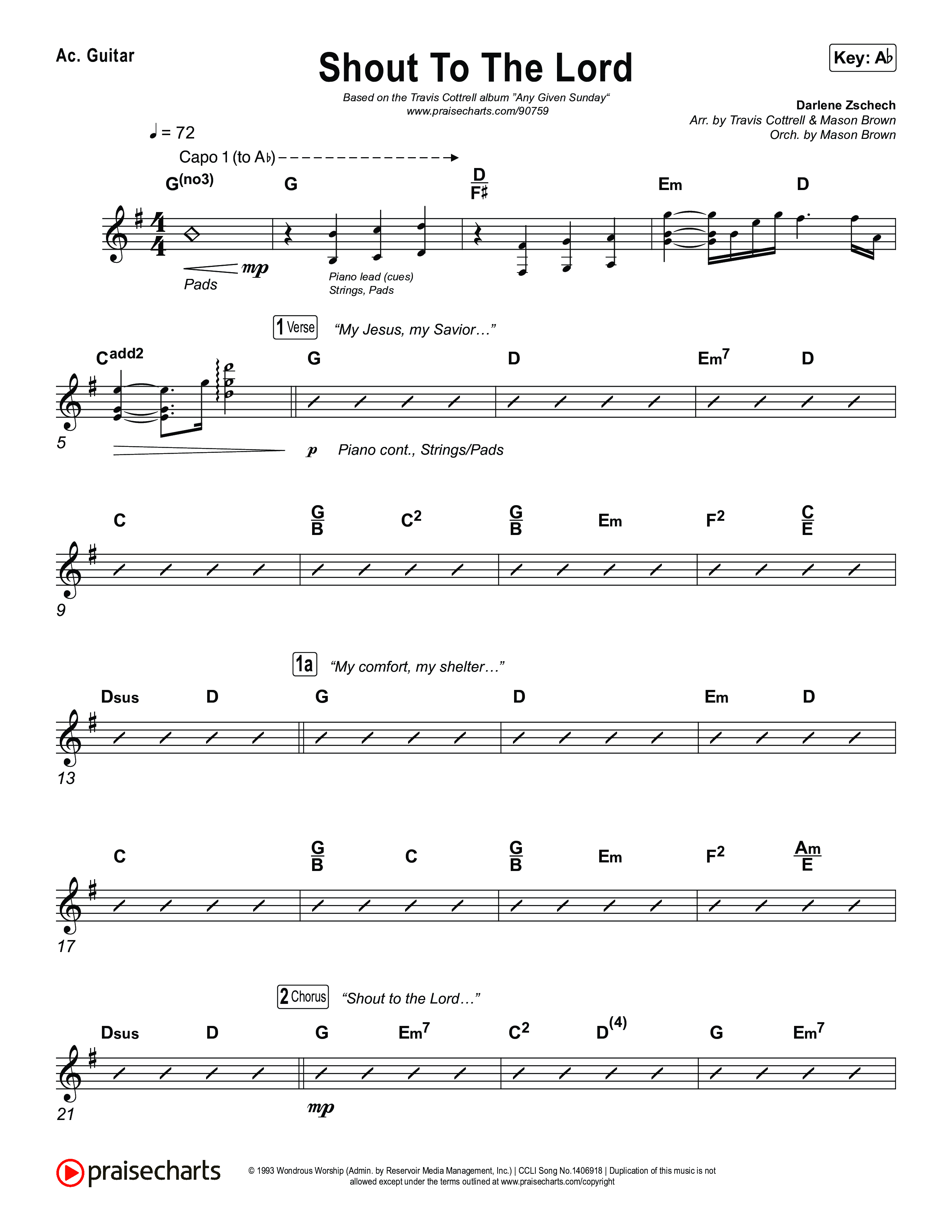 Shout To The Lord (Choral/SATB) Acoustic Guitar (Travis Cottrell / Brooke Voland / Arr. Mason Brown)