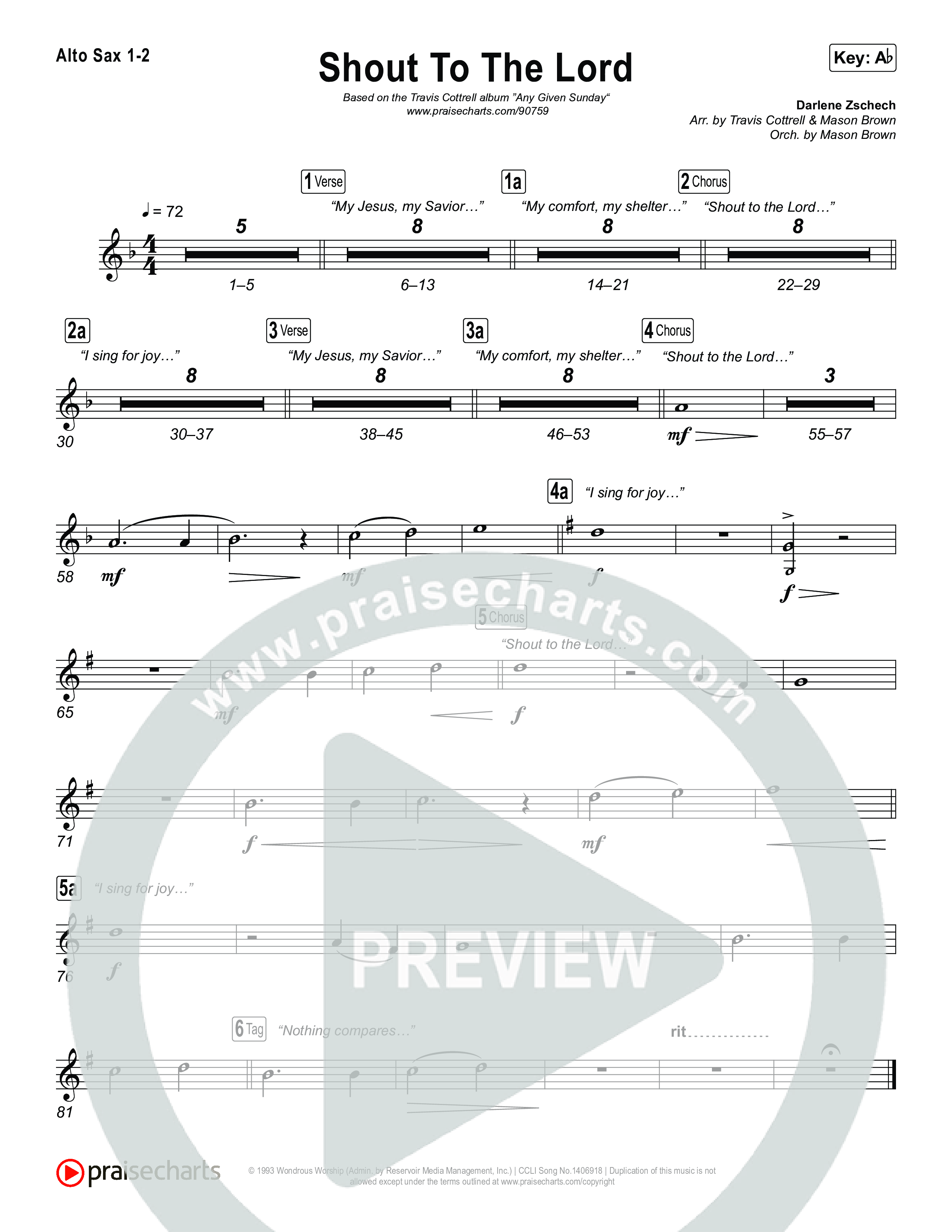 Shout To The Lord (Choral/SATB) Sax Pack (Travis Cottrell / Brooke Voland / Arr. Mason Brown)