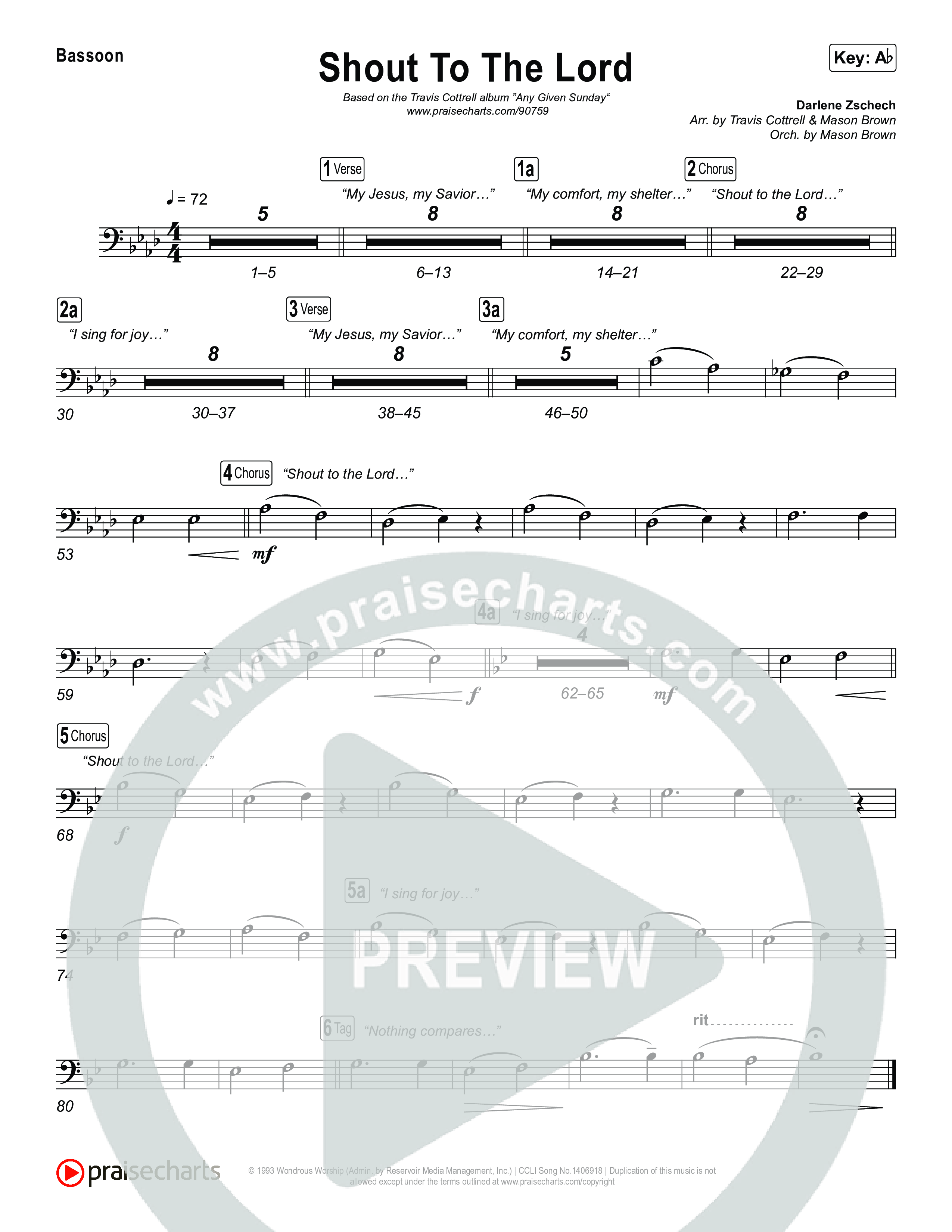 Shout To The Lord (Choral/SATB) Bassoon (Travis Cottrell / Brooke Voland / Arr. Mason Brown)
