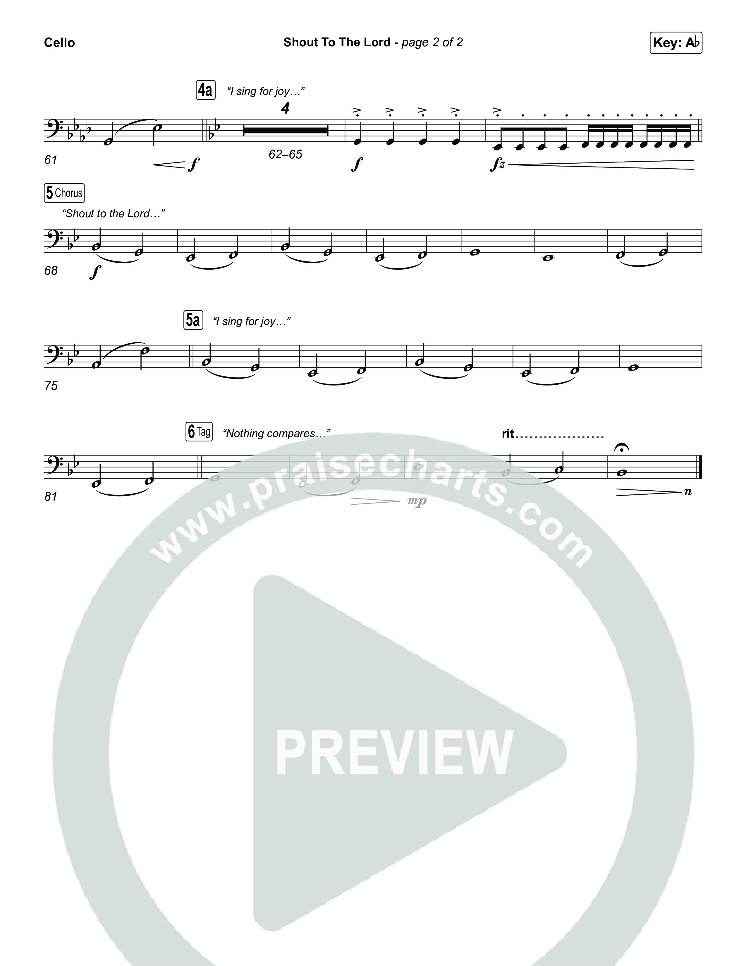 Shout To The Lord (Choral/SATB) Cello (Travis Cottrell / Brooke Voland / Arr. Mason Brown)