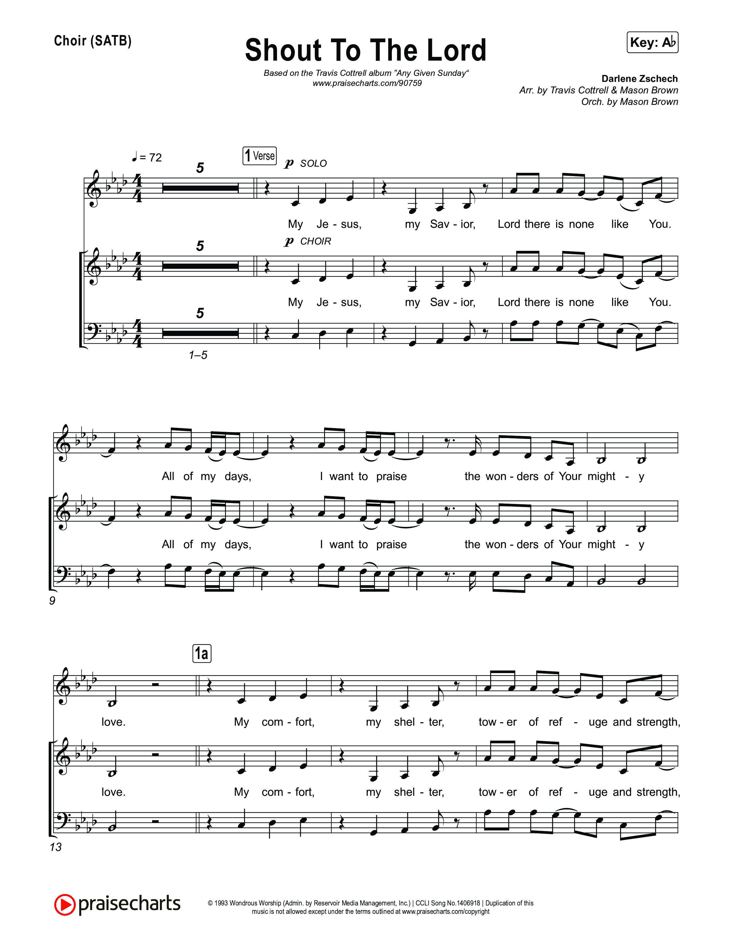 Shout To The Lord (Choral/SATB) Choir Sheet (SATB) (Travis Cottrell / Brooke Voland / Arr. Mason Brown)