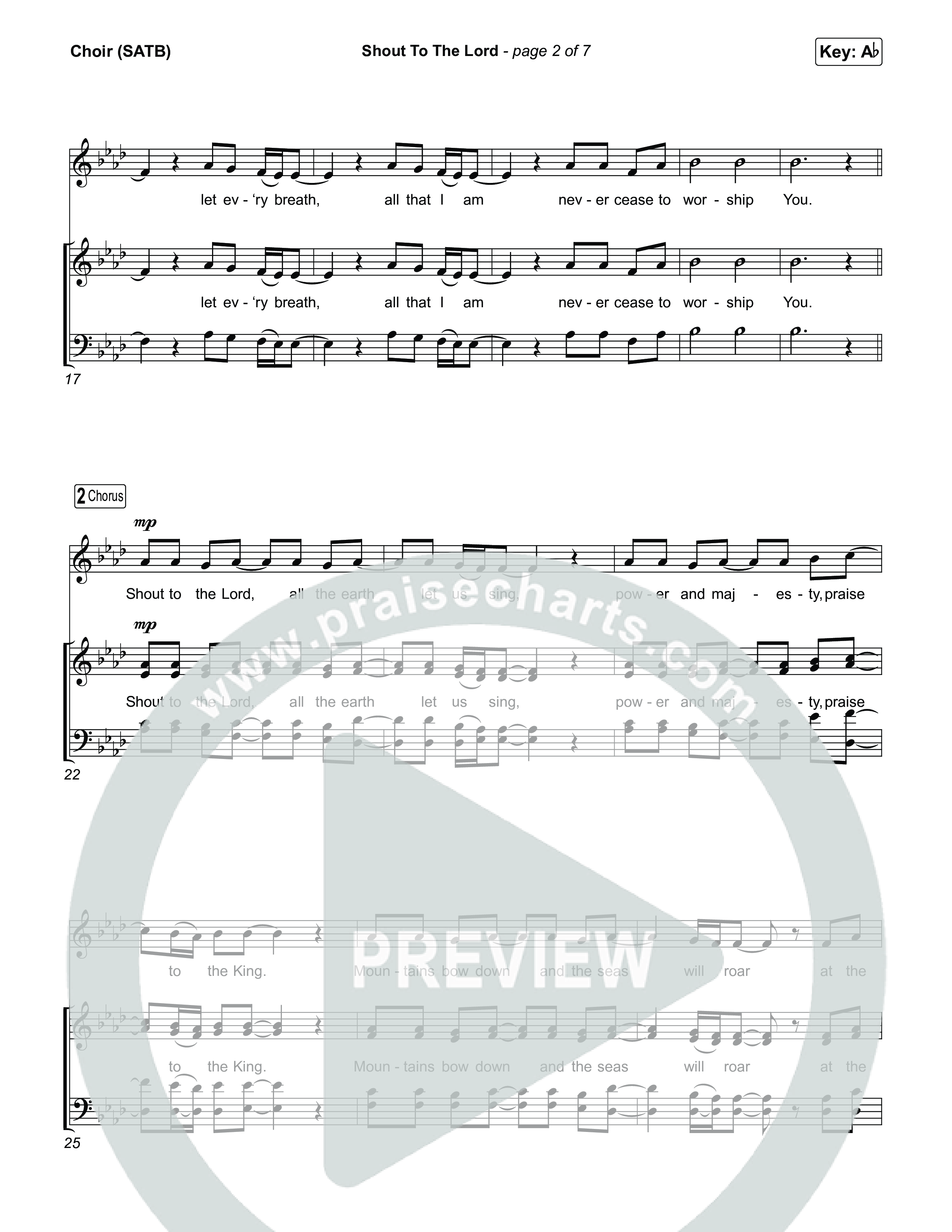 Shout To The Lord (Choral/SATB) Choir Sheet (SATB) (Travis Cottrell / Brooke Voland / Arr. Mason Brown)