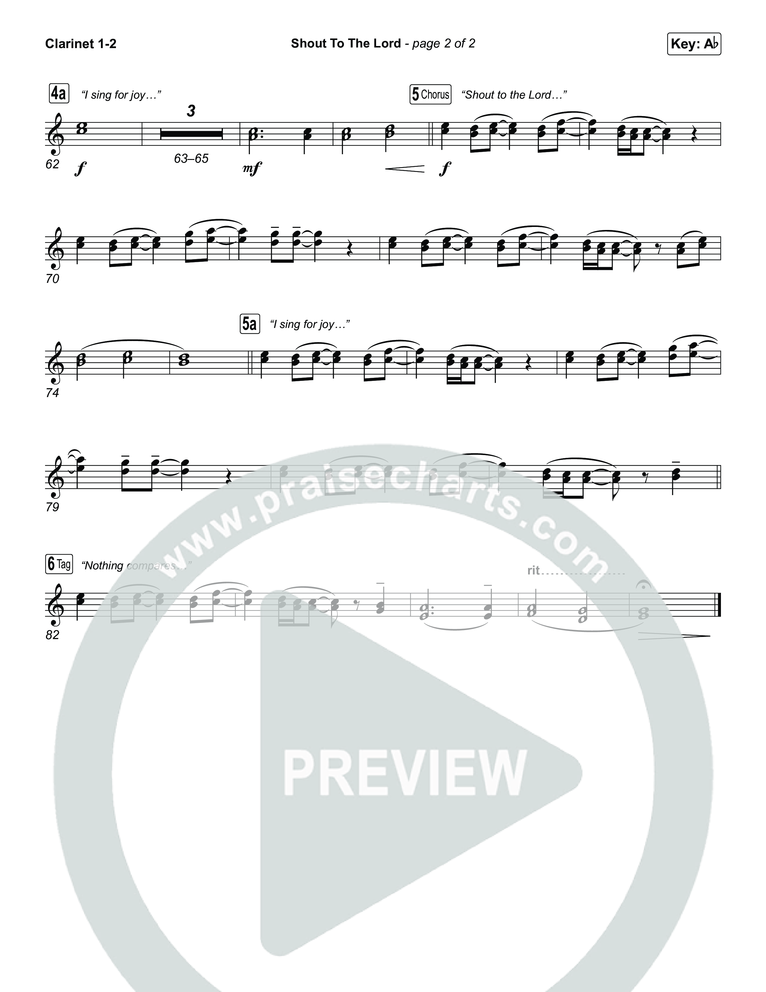 Shout To The Lord (Choral/SATB) Clarinet 1/2 (Travis Cottrell / Brooke Voland / Arr. Mason Brown)
