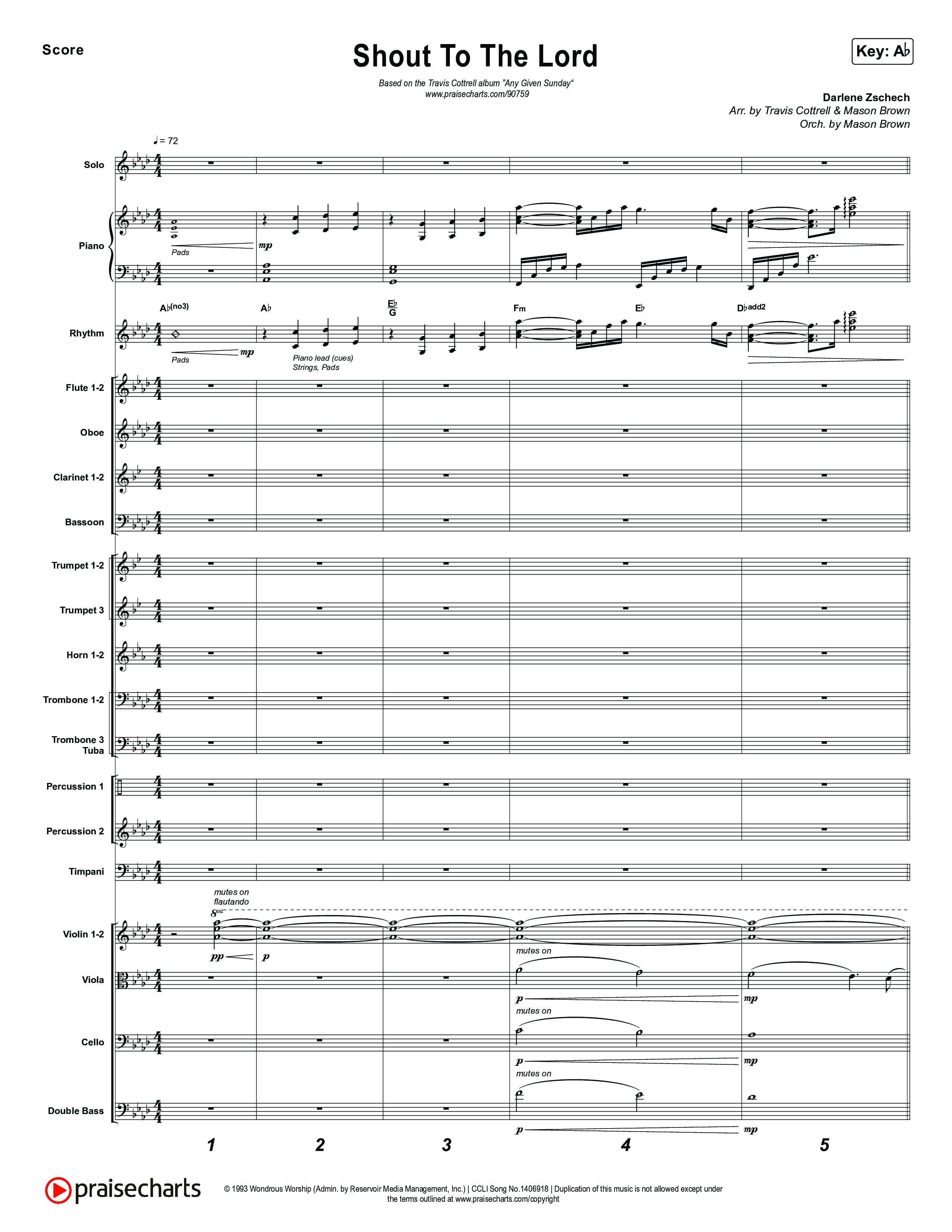 Shout To The Lord (Choral/SATB) Conductor's Score (Travis Cottrell / Brooke Voland / Arr. Mason Brown)