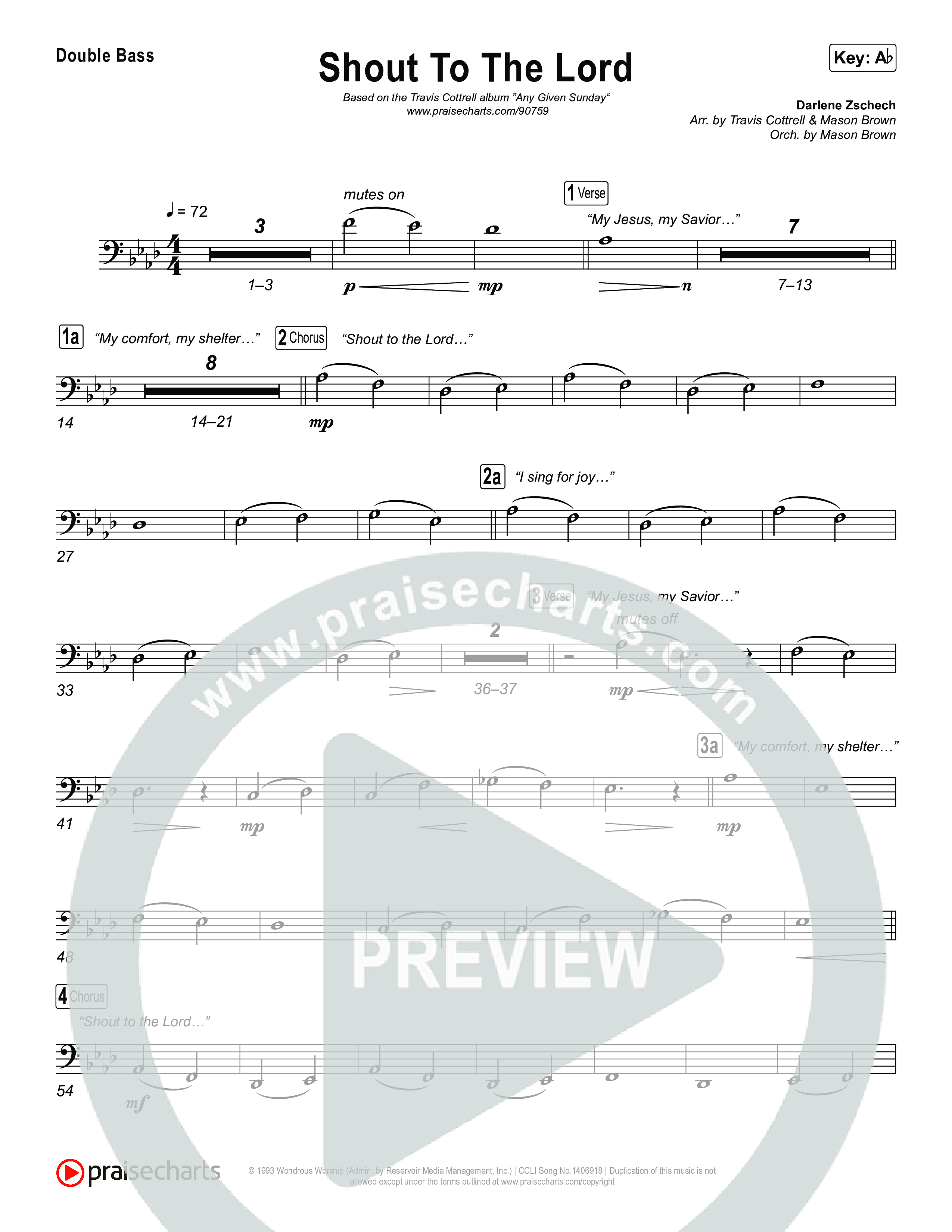 Shout To The Lord (Choral/SATB) String Bass (Travis Cottrell / Brooke Voland / Arr. Mason Brown)