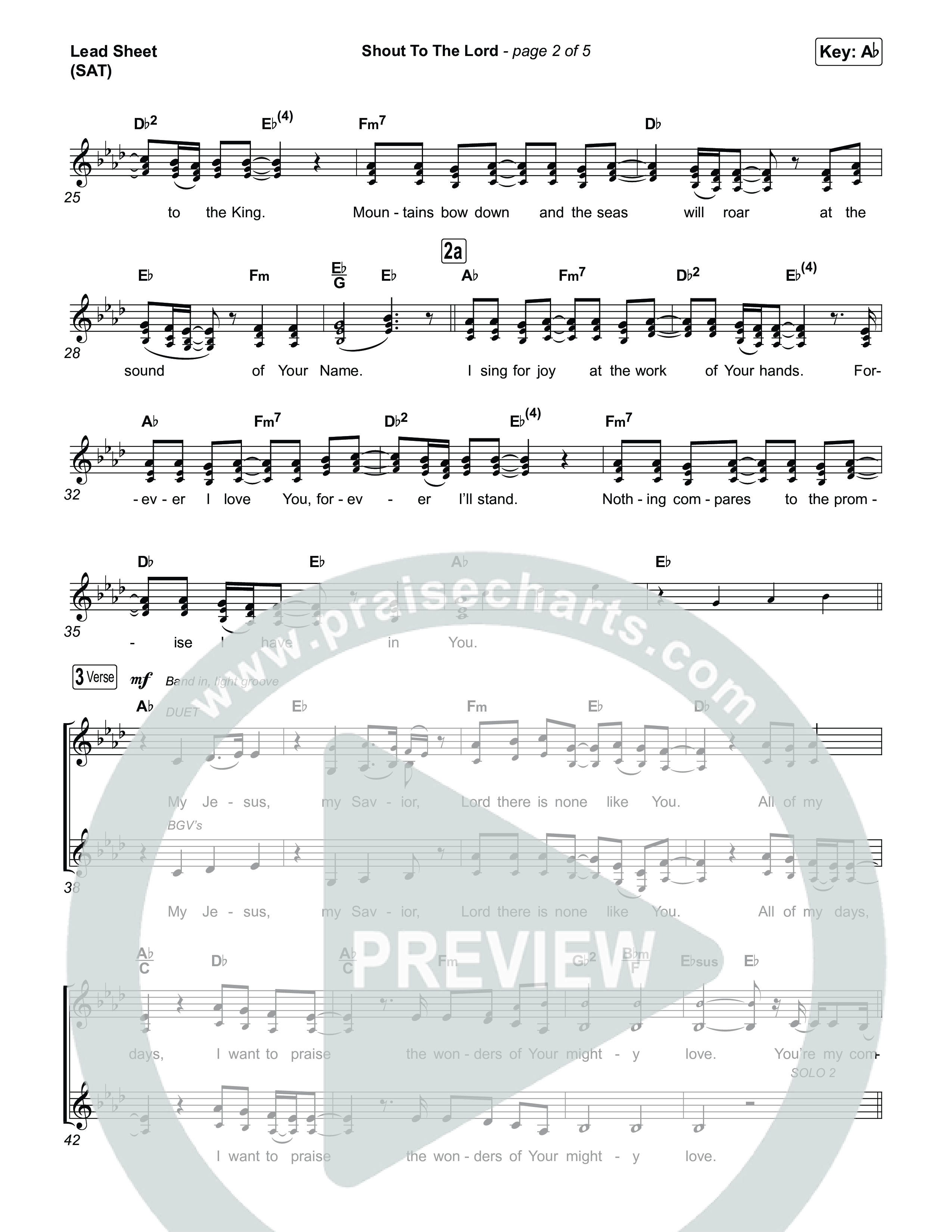 Shout To The Lord (Choral/SATB) Lead Sheet (SAT) (Travis Cottrell / Brooke Voland / Arr. Mason Brown)