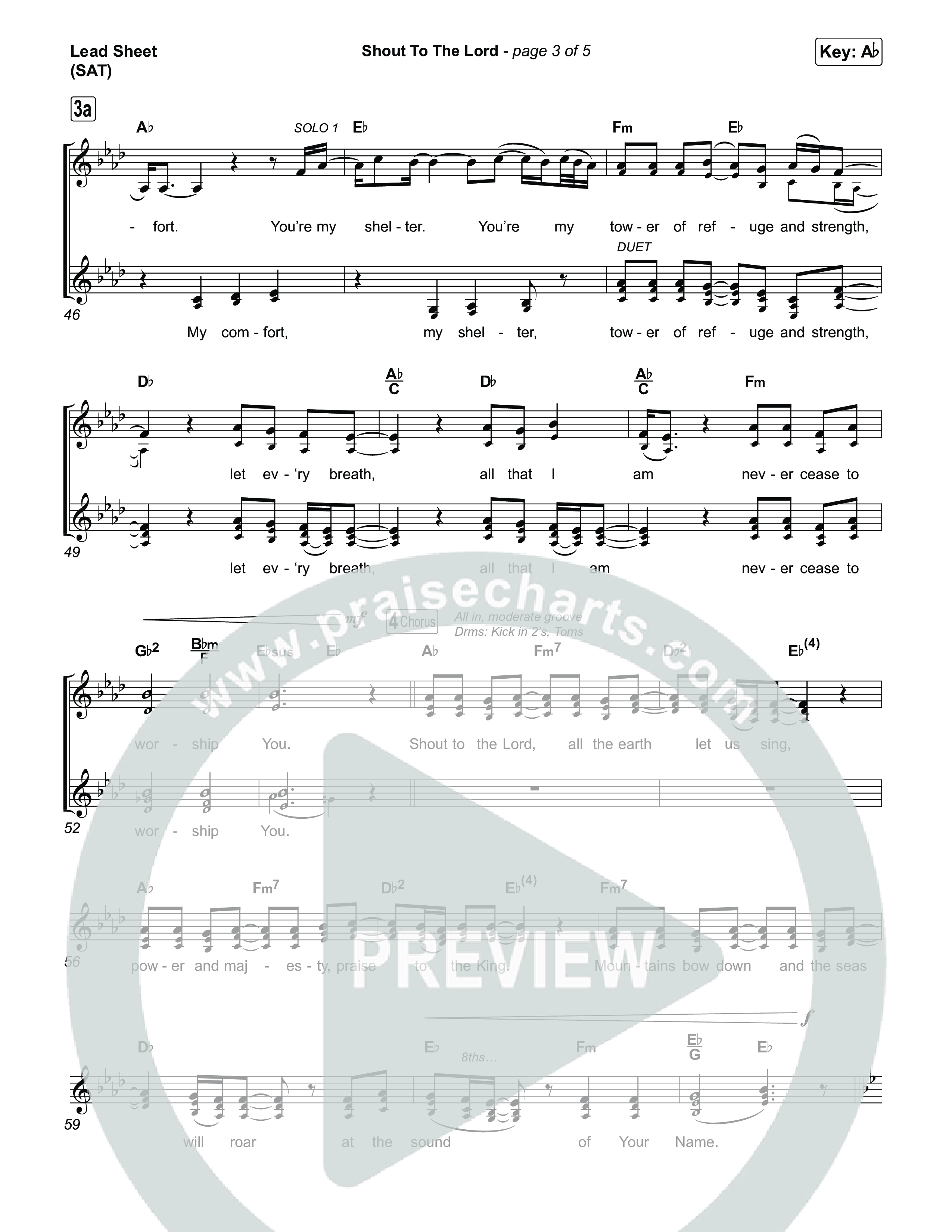 Shout To The Lord (Choral/SATB) Lead Sheet (SAT) (Travis Cottrell / Brooke Voland / Arr. Mason Brown)