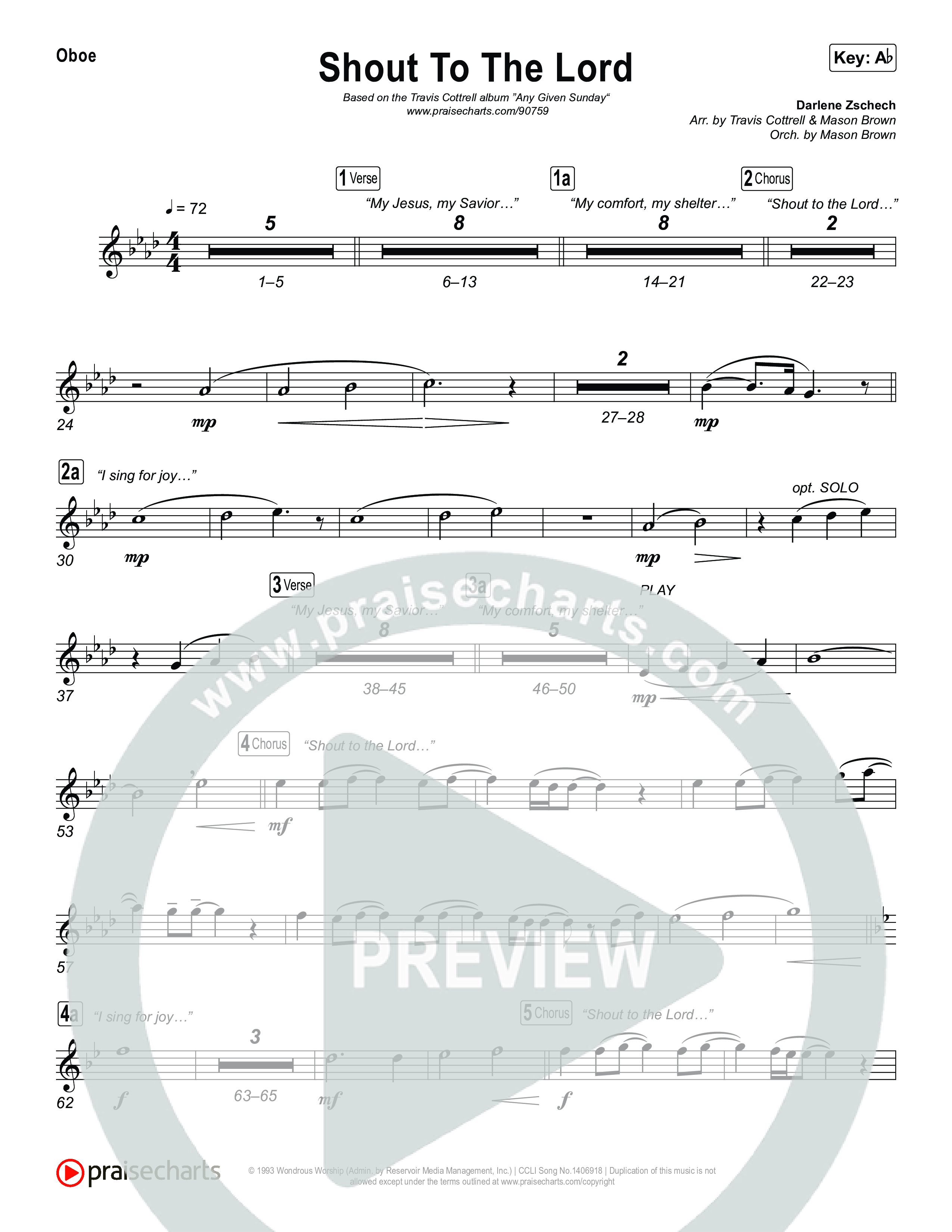 Shout To The Lord (Choral/SATB) Wind Pack (Travis Cottrell / Brooke Voland / Arr. Mason Brown)