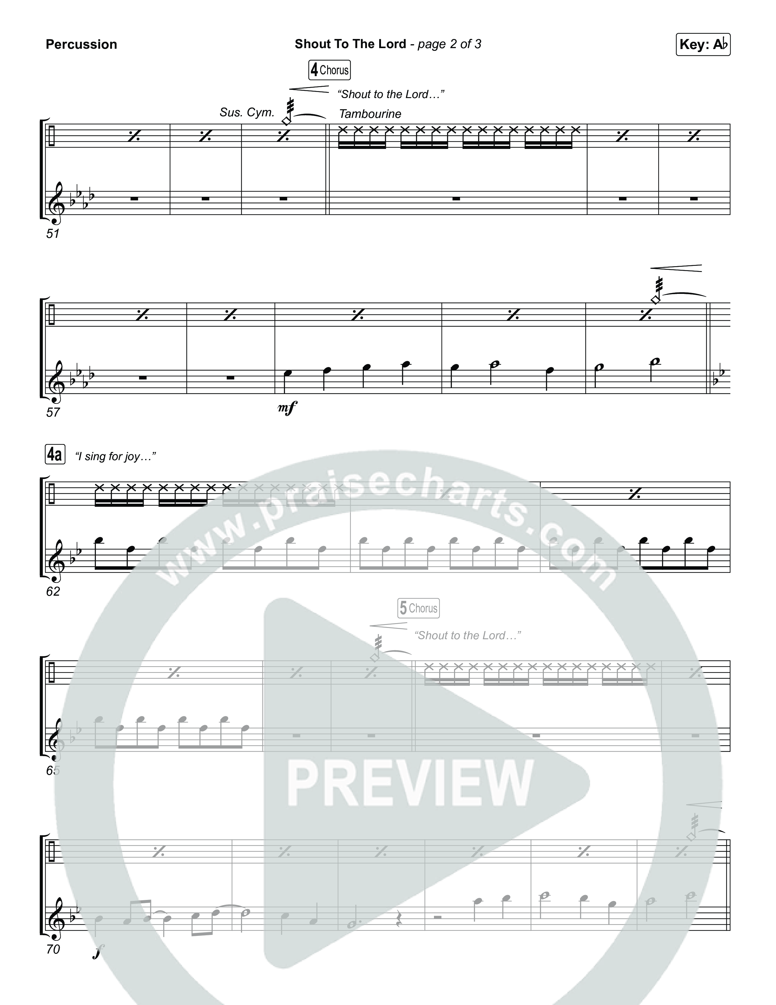 Shout To The Lord (Choral/SATB) Percussion (Travis Cottrell / Brooke Voland / Arr. Mason Brown)