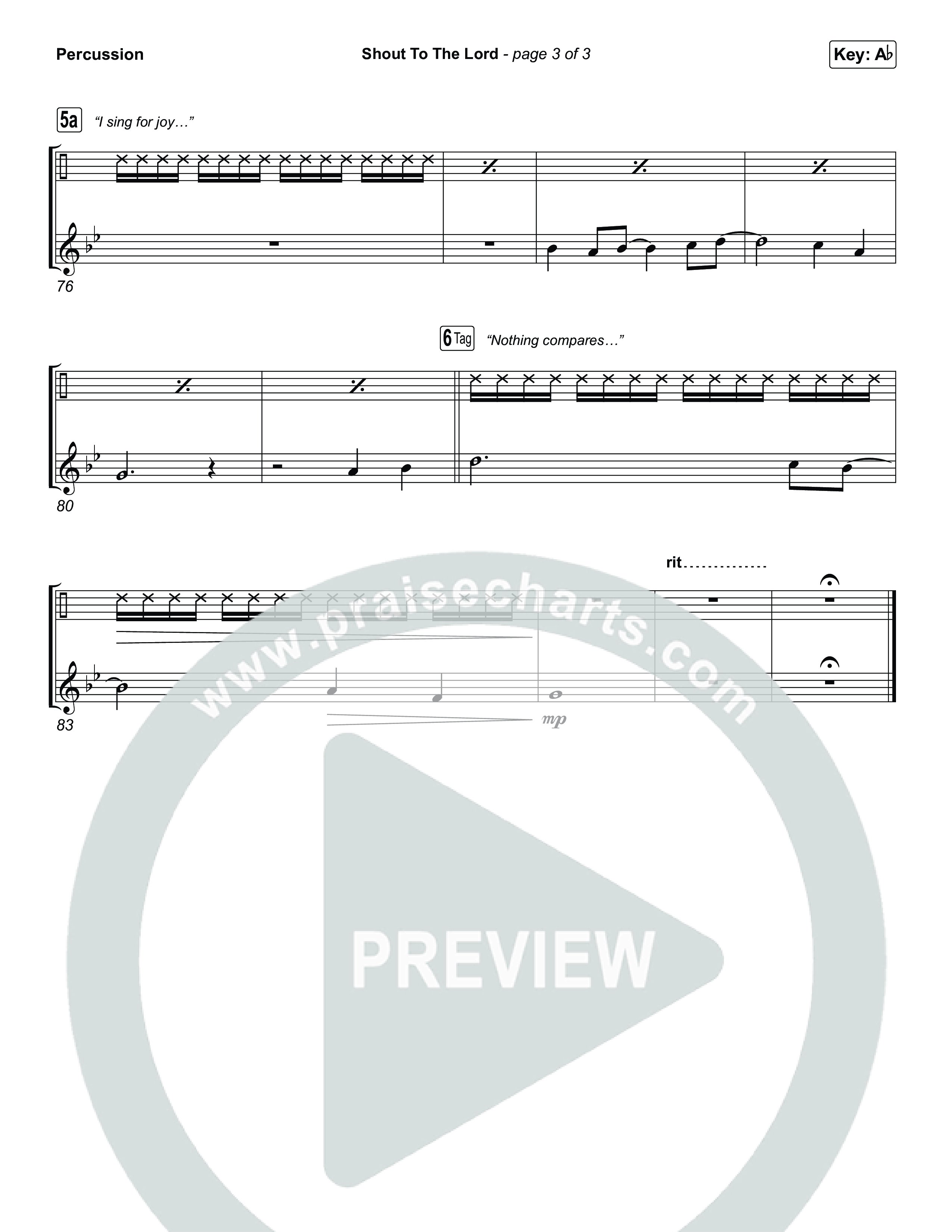 Shout To The Lord (Choral/SATB) Percussion (Travis Cottrell / Brooke Voland / Arr. Mason Brown)