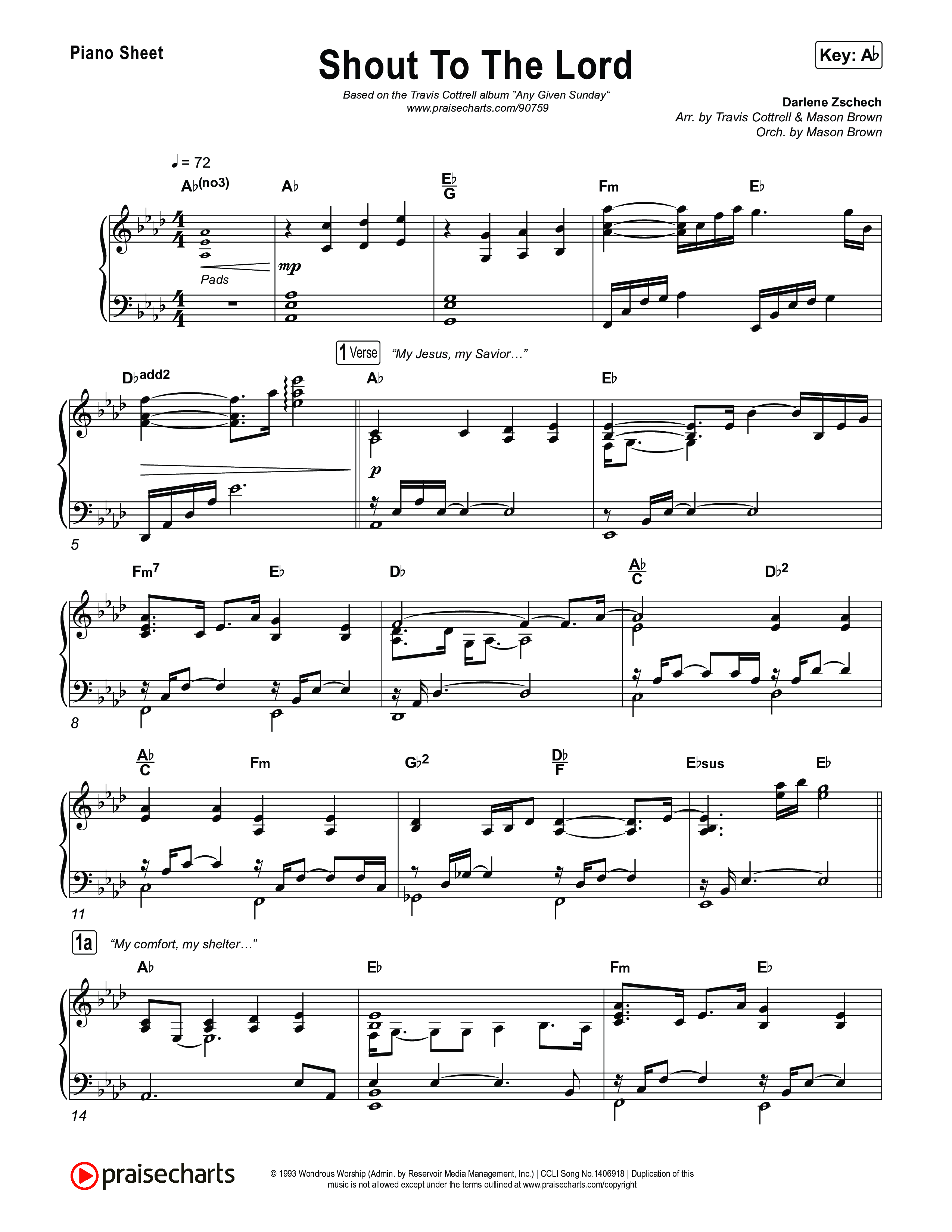 Shout To The Lord (Choral/SATB) Piano Sheet (Travis Cottrell / Brooke Voland / Arr. Mason Brown)